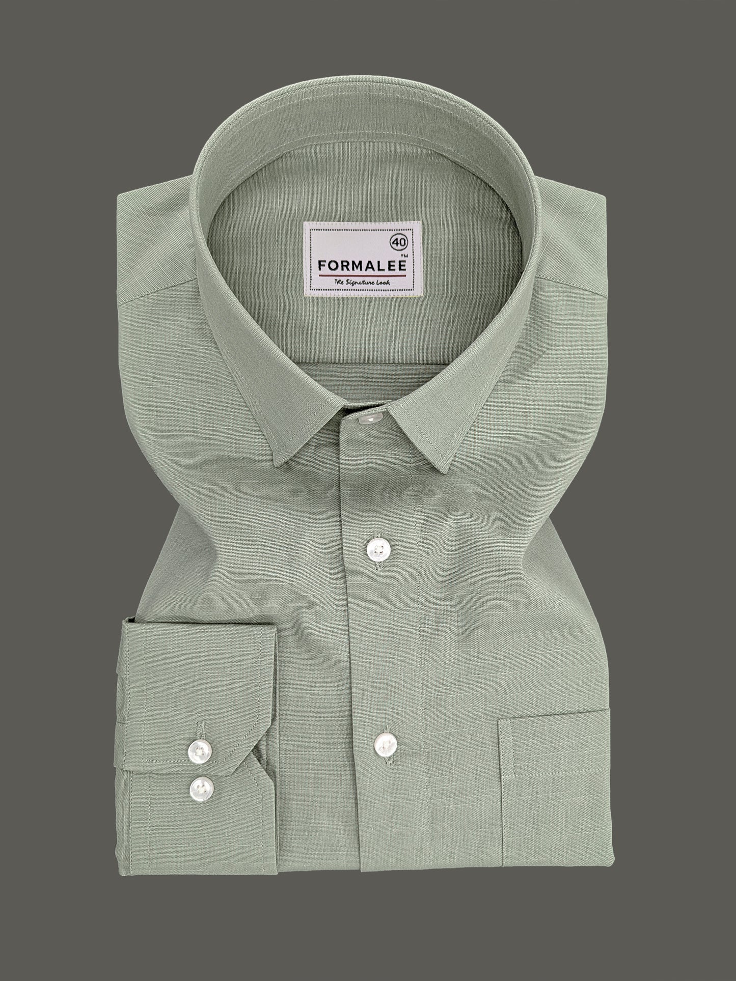Luxoria Light Olive Linen Cotton Formal Shirt
