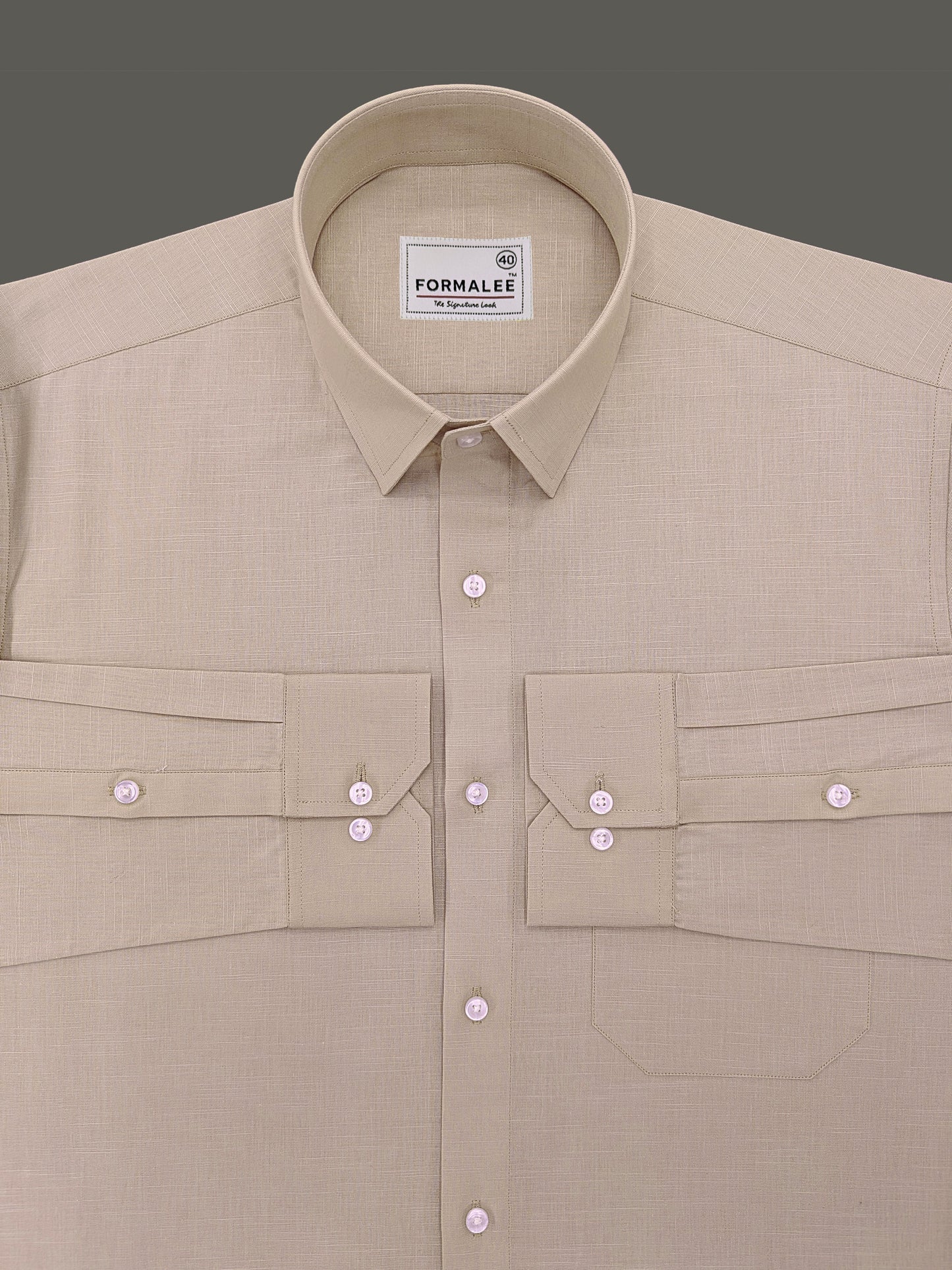 Signature Sand-Beige Breathable Linen Cotton Shirt