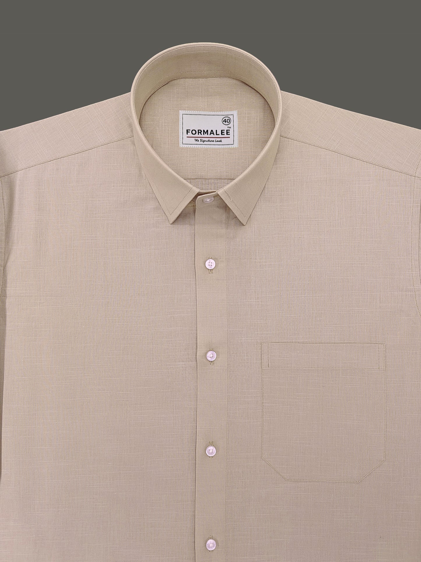 Signature Sand-Beige Breathable Linen Cotton Shirt