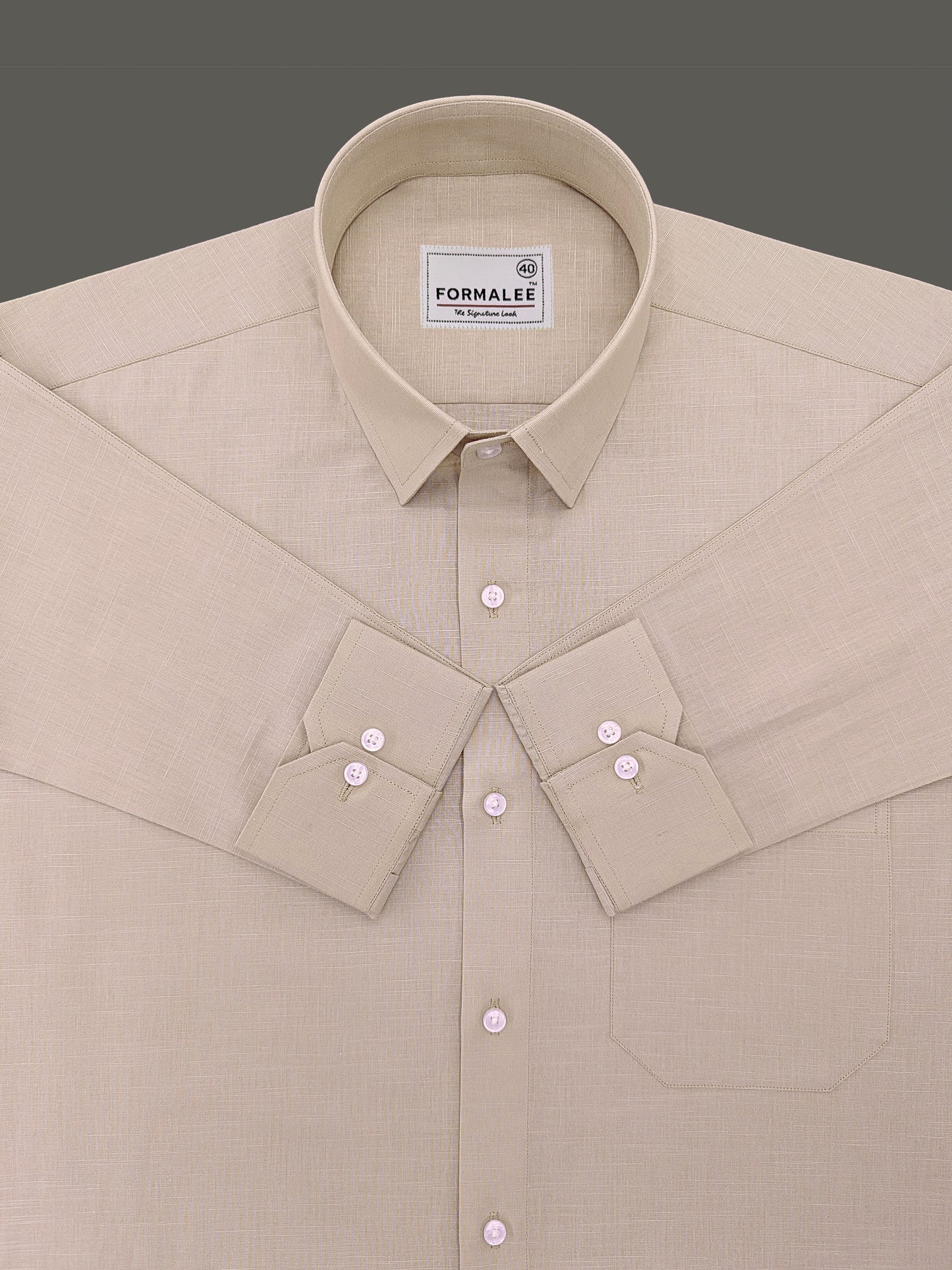 Signature Sand-Beige Breathable Linen Cotton Shirt