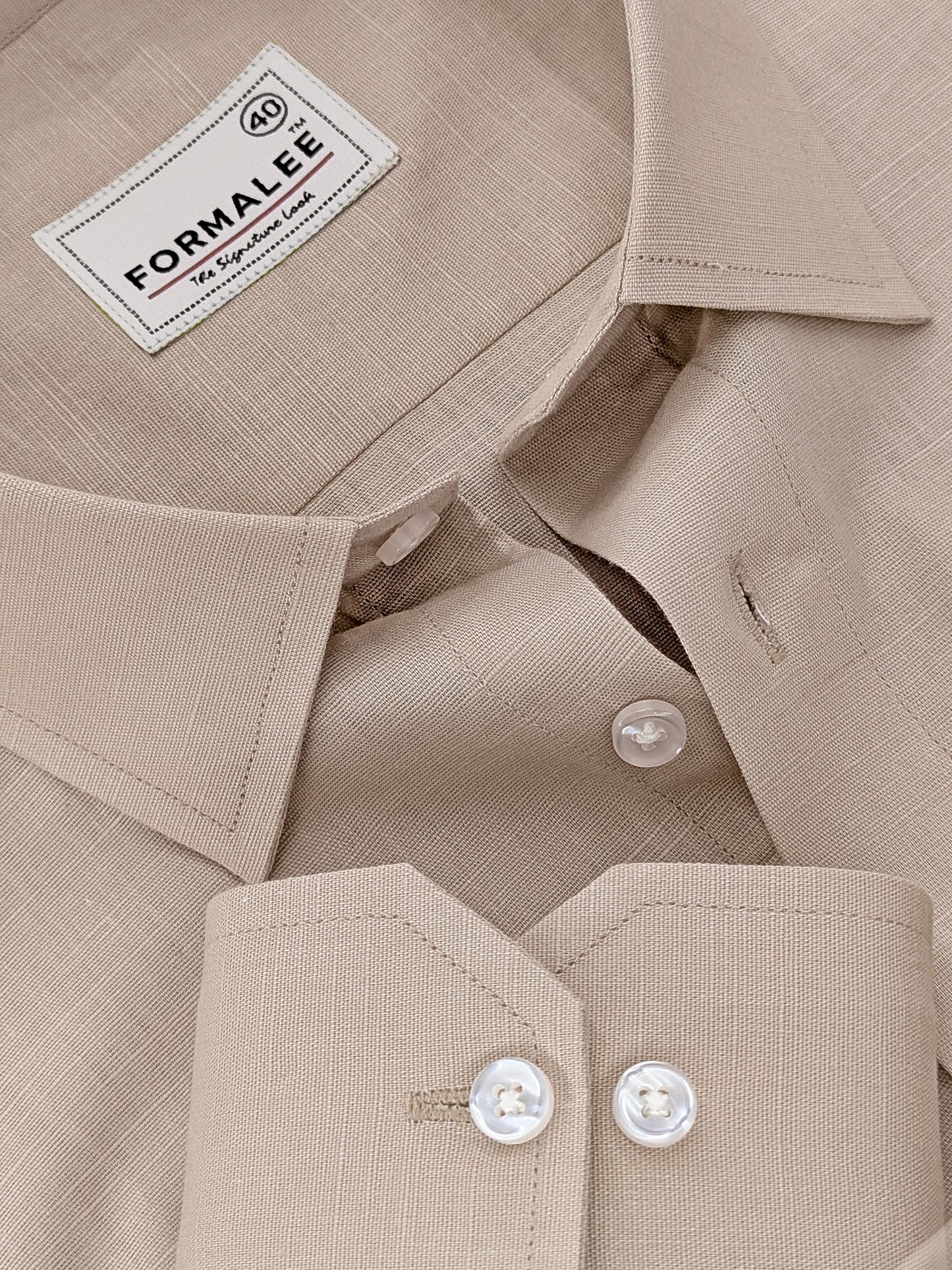 Signature Sand-Beige Breathable Linen Cotton Shirt