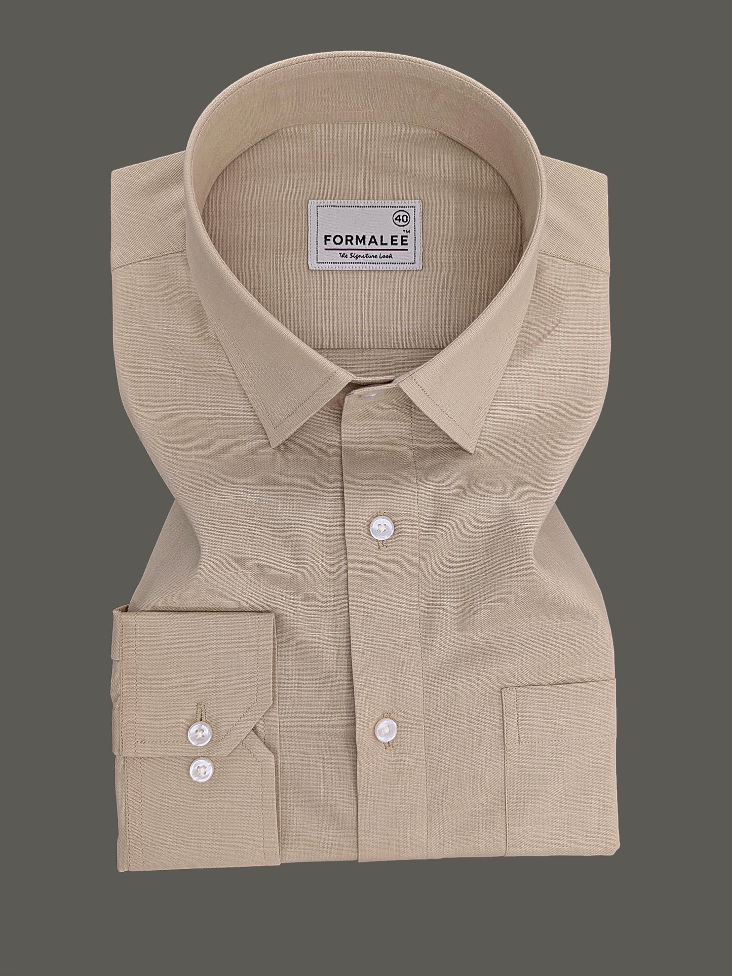 Signature Sand-Beige Breathable Linen Cotton Shirt
