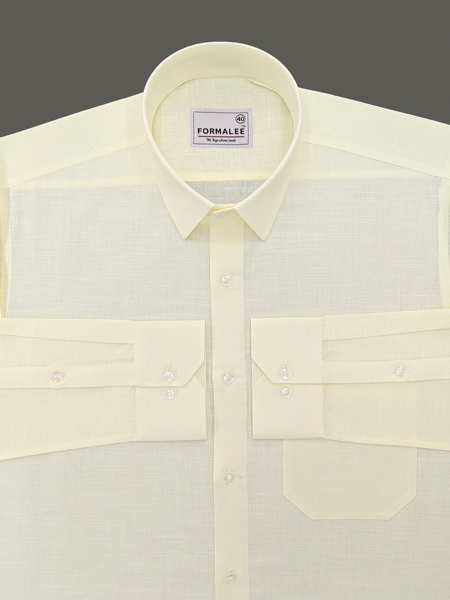 Luxurious Lemon Yellow Linen Cotton Formal Shirt