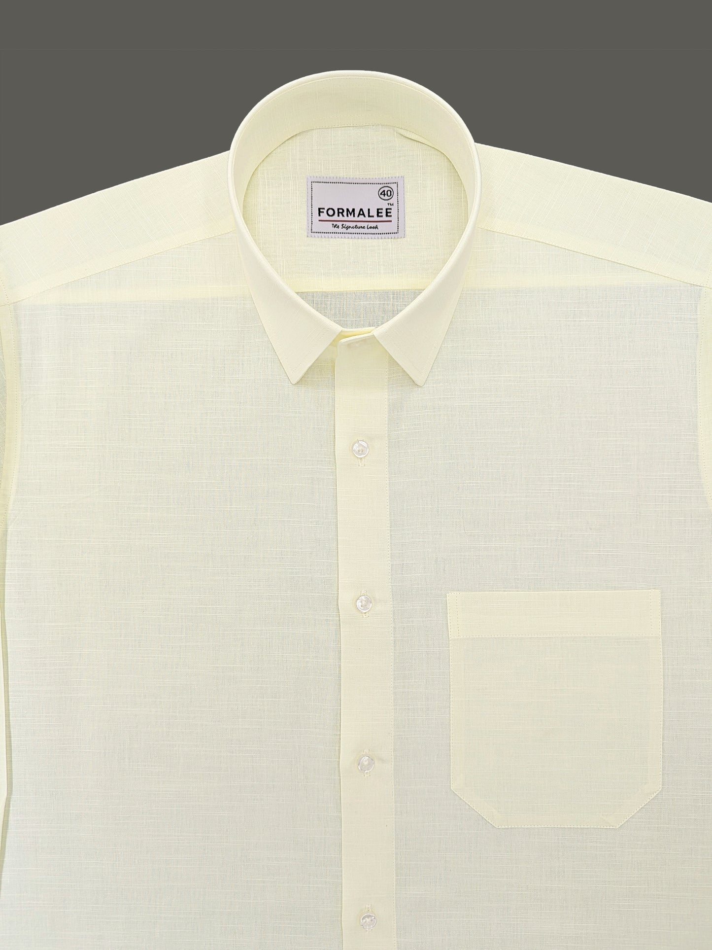 Luxurious Lemon Yellow Linen Cotton Formal Shirt