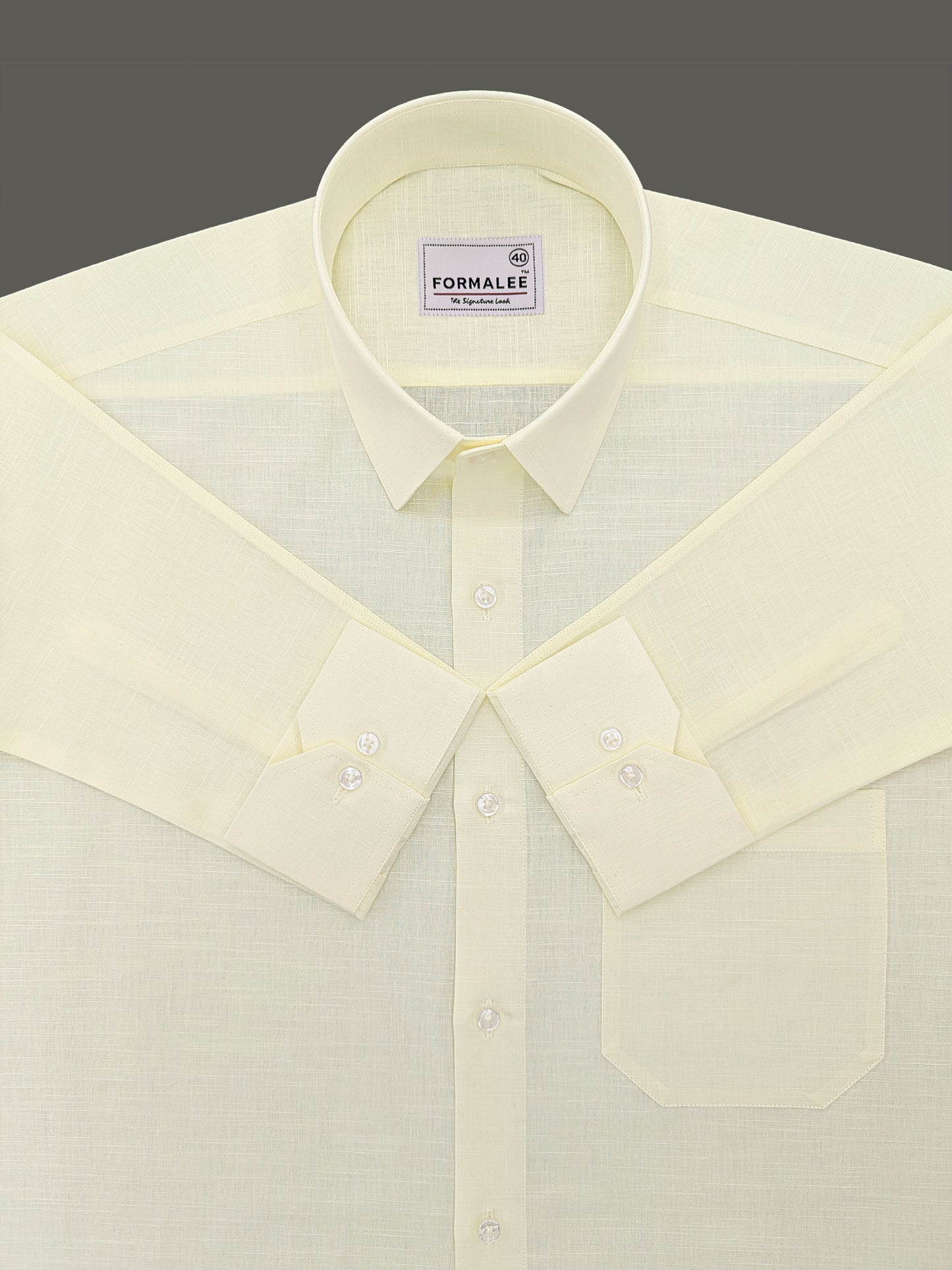 Luxurious Lemon Yellow Linen Cotton Formal Shirt