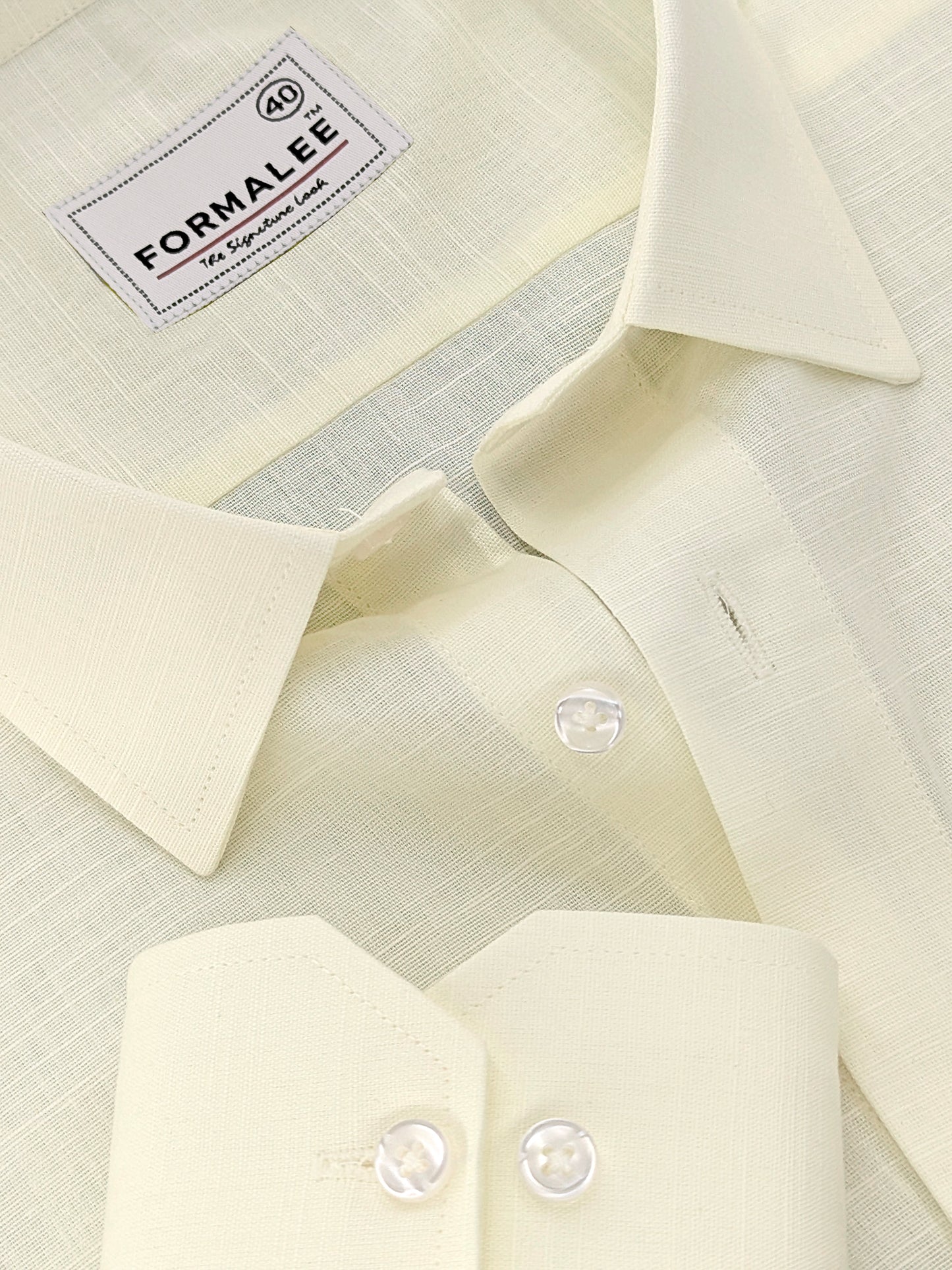 Luxurious Lemon Yellow Linen Cotton Formal Shirt