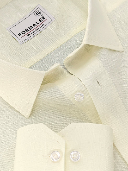 Luxurious Lemon Yellow Linen Cotton Formal Shirt