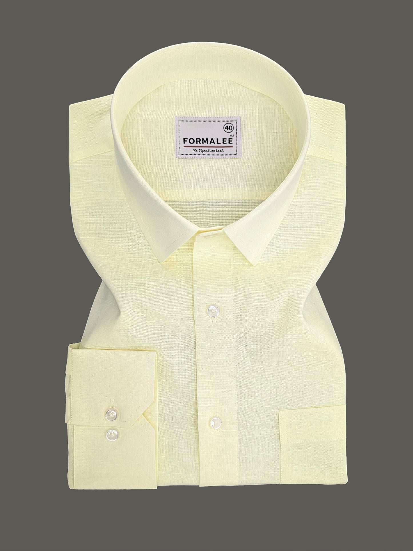 Luxurious Lemon Yellow Linen Cotton Formal Shirt