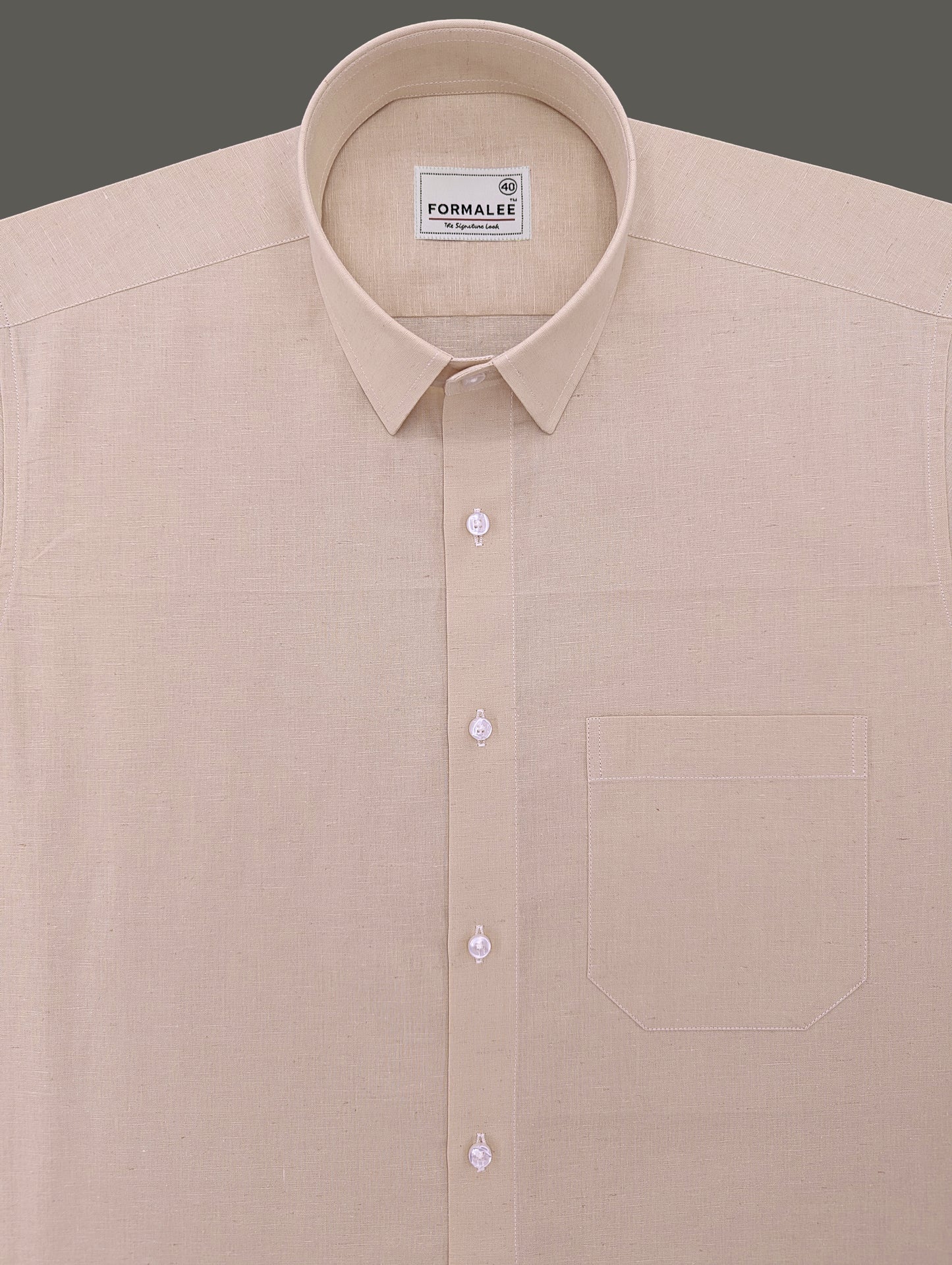 Majestique Premium Cashmere Beige Linen Cotton Formal Shirt