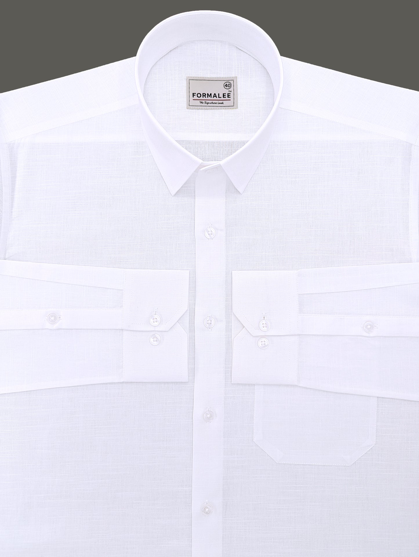 Luxurious Pure White Linen Cotton Formal Shirt