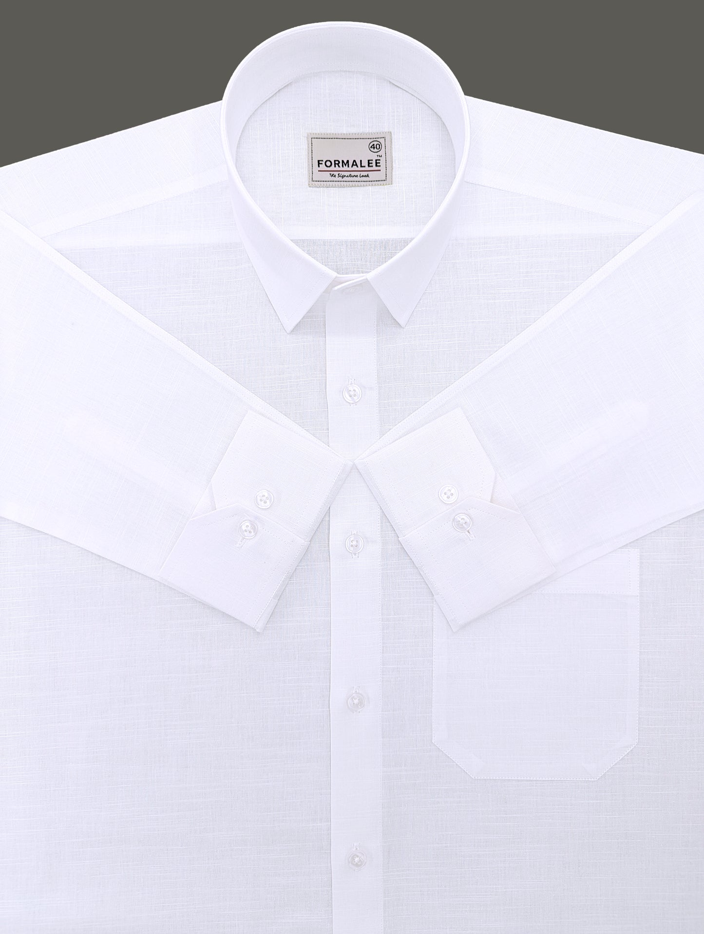 Luxurious Pure White Linen Cotton Formal Shirt