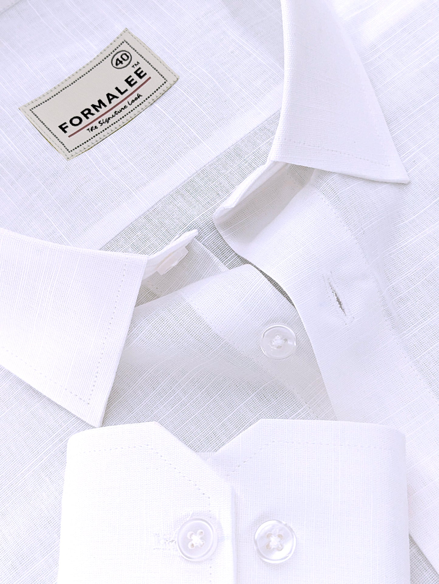 Luxurious Pure White Linen Cotton Formal Shirt