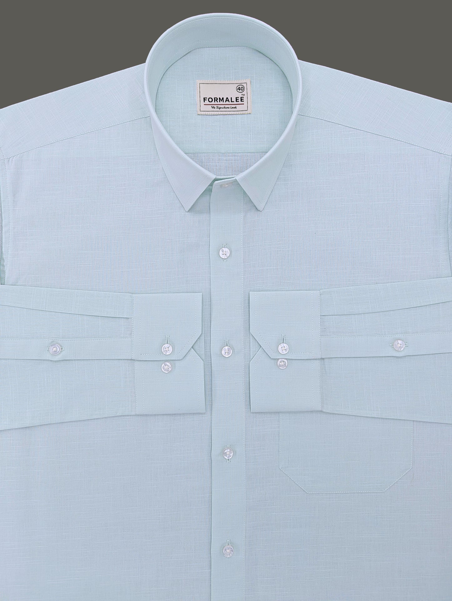 Majestique Premium Arctic Blue Linen Cotton Formal Shirt