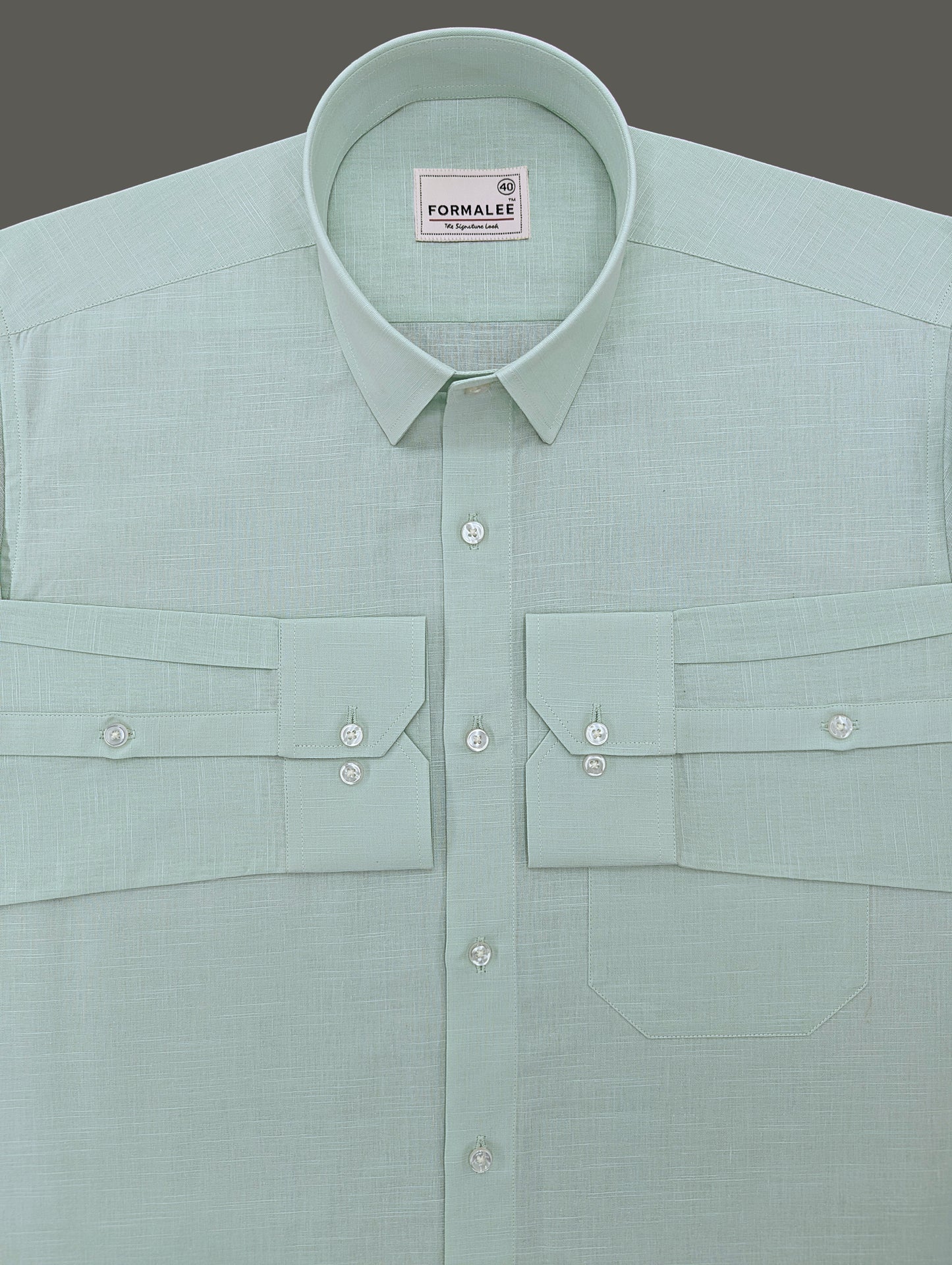 Majestique Premium Arctic Blue Linen Cotton Formal Shirt