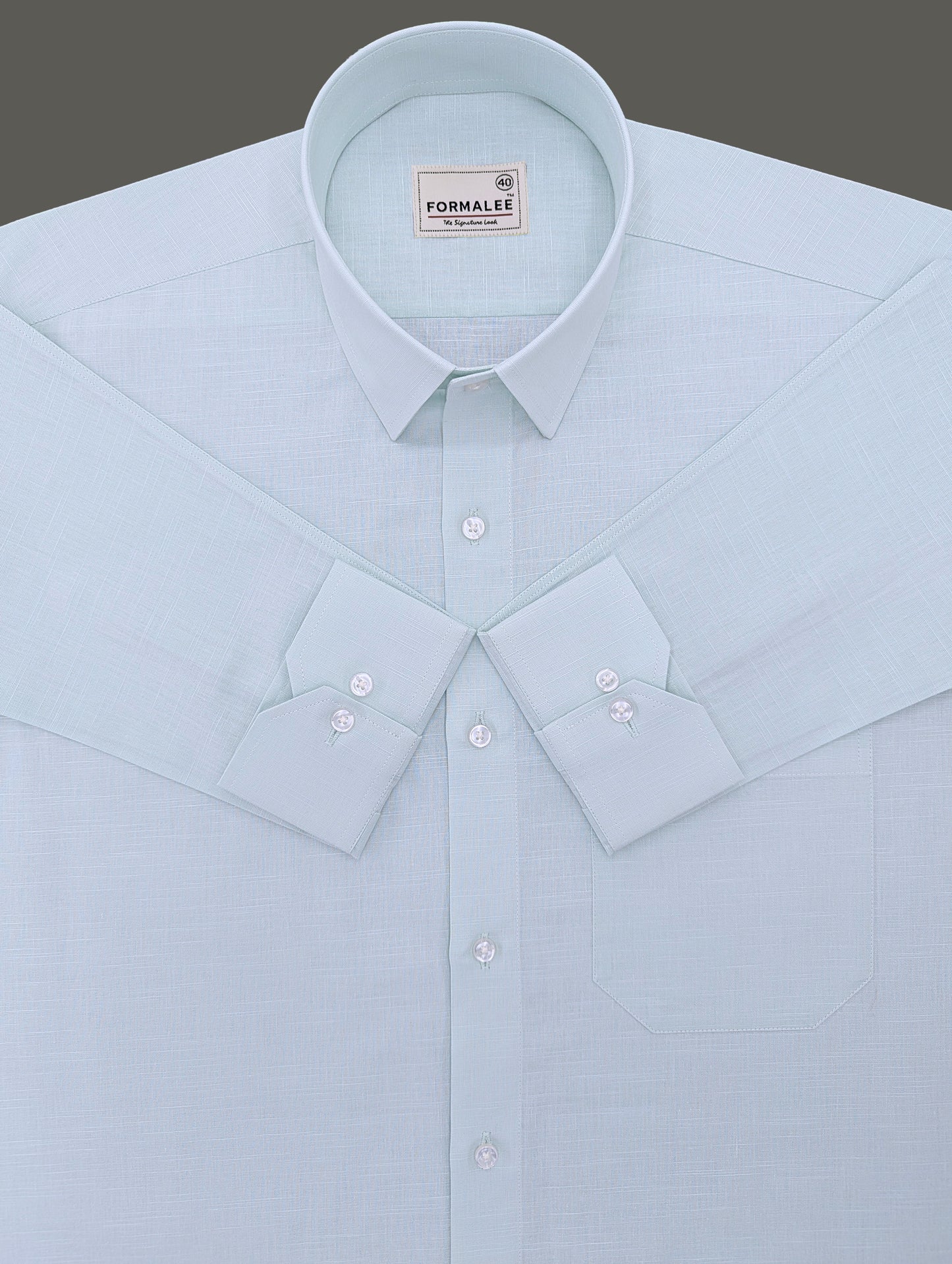 Majestique Premium Arctic Blue Linen Cotton Formal Shirt