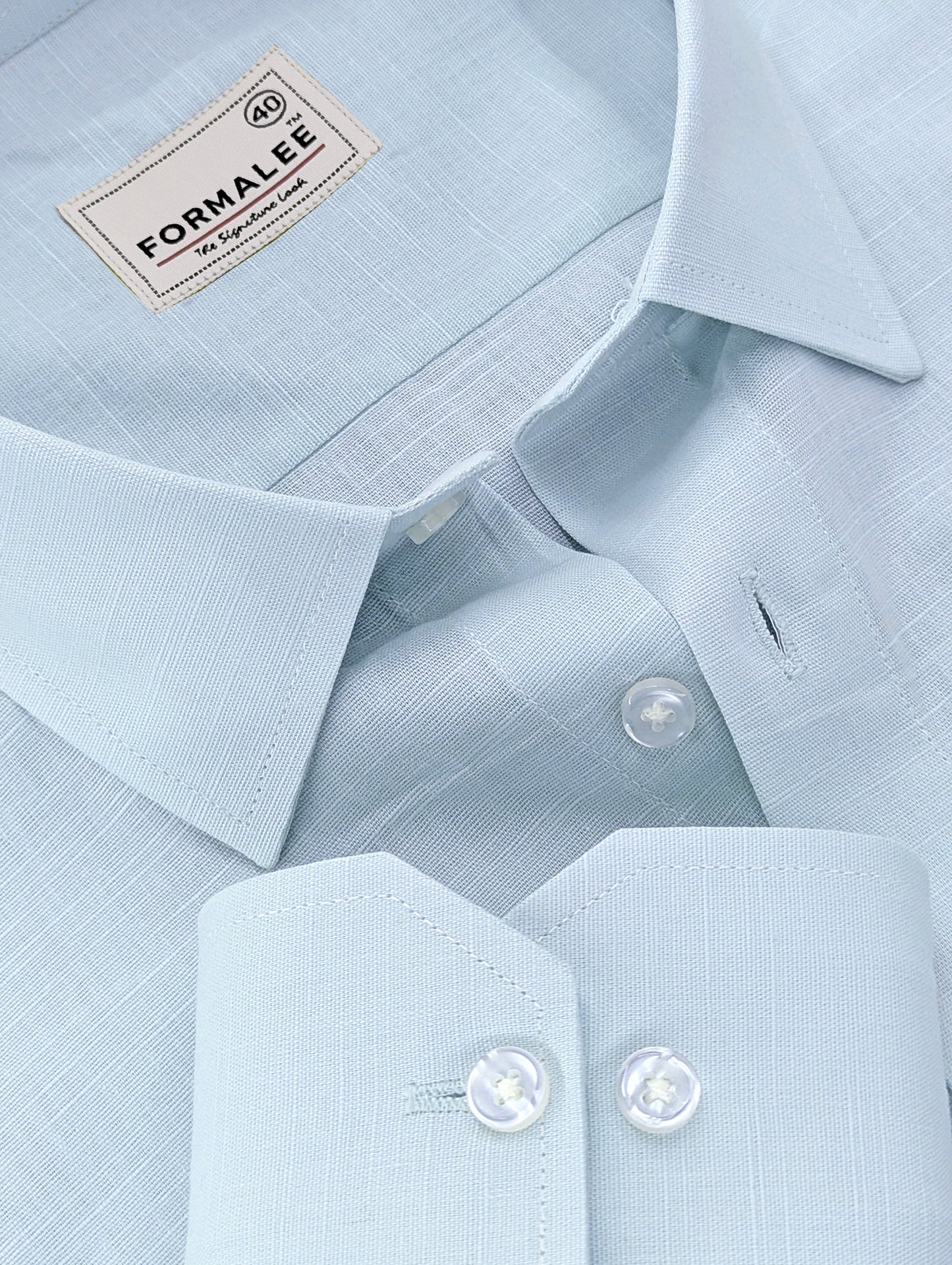 Majestique Premium Arctic Blue Linen Cotton Formal Shirt