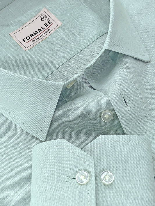 Majestique Premium Arctic Blue Linen Cotton Formal Shirt