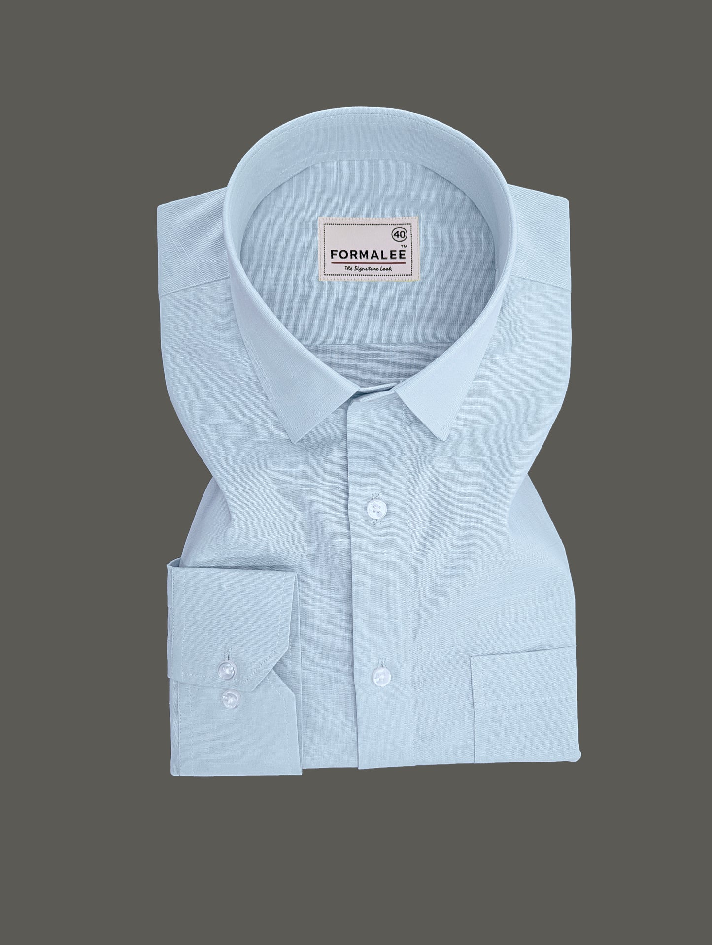 Majestique Premium Arctic Blue Linen Cotton Formal Shirt