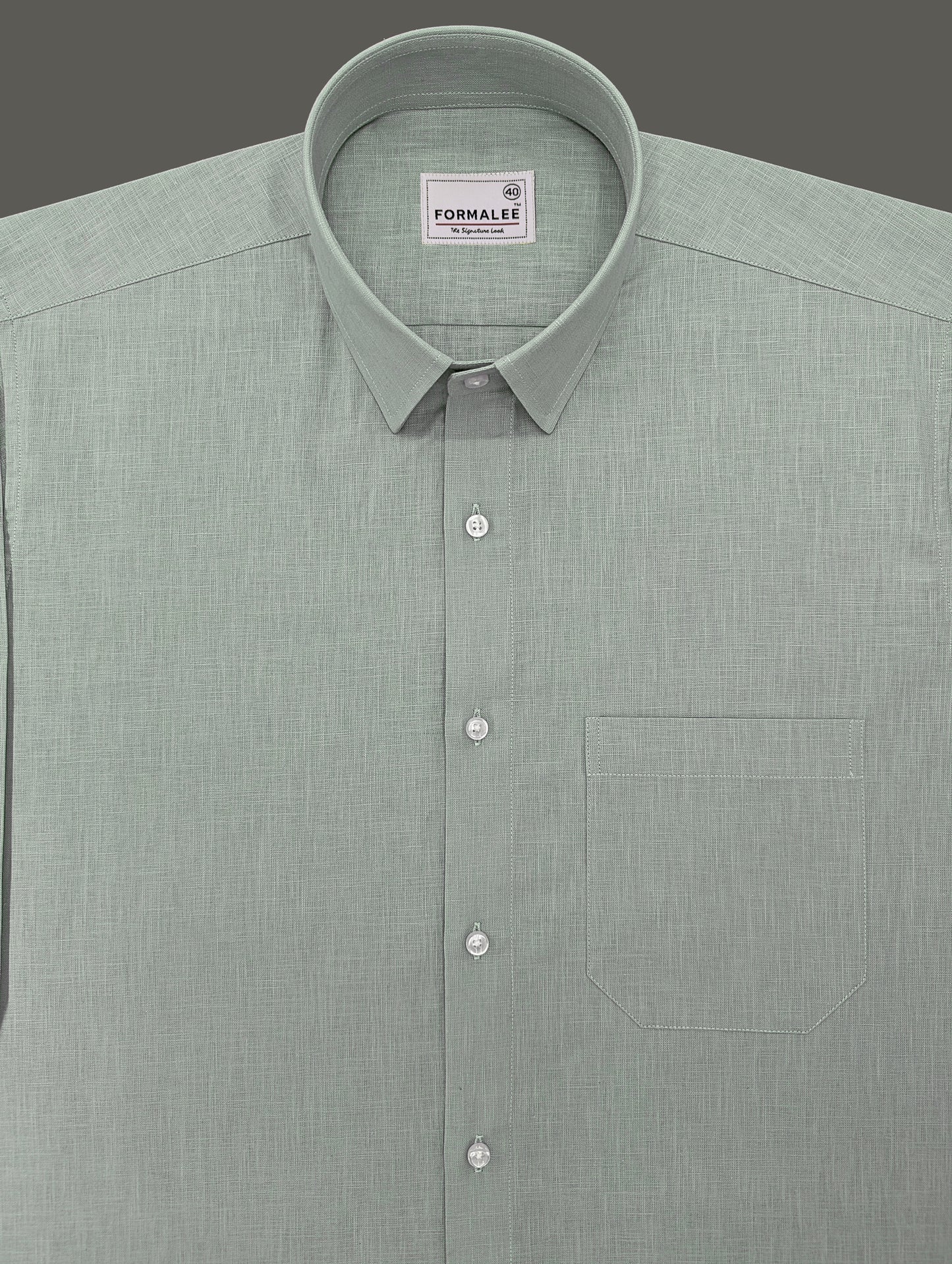 Majestique Premium Dusty Green Linen Cotton Formal Shirt