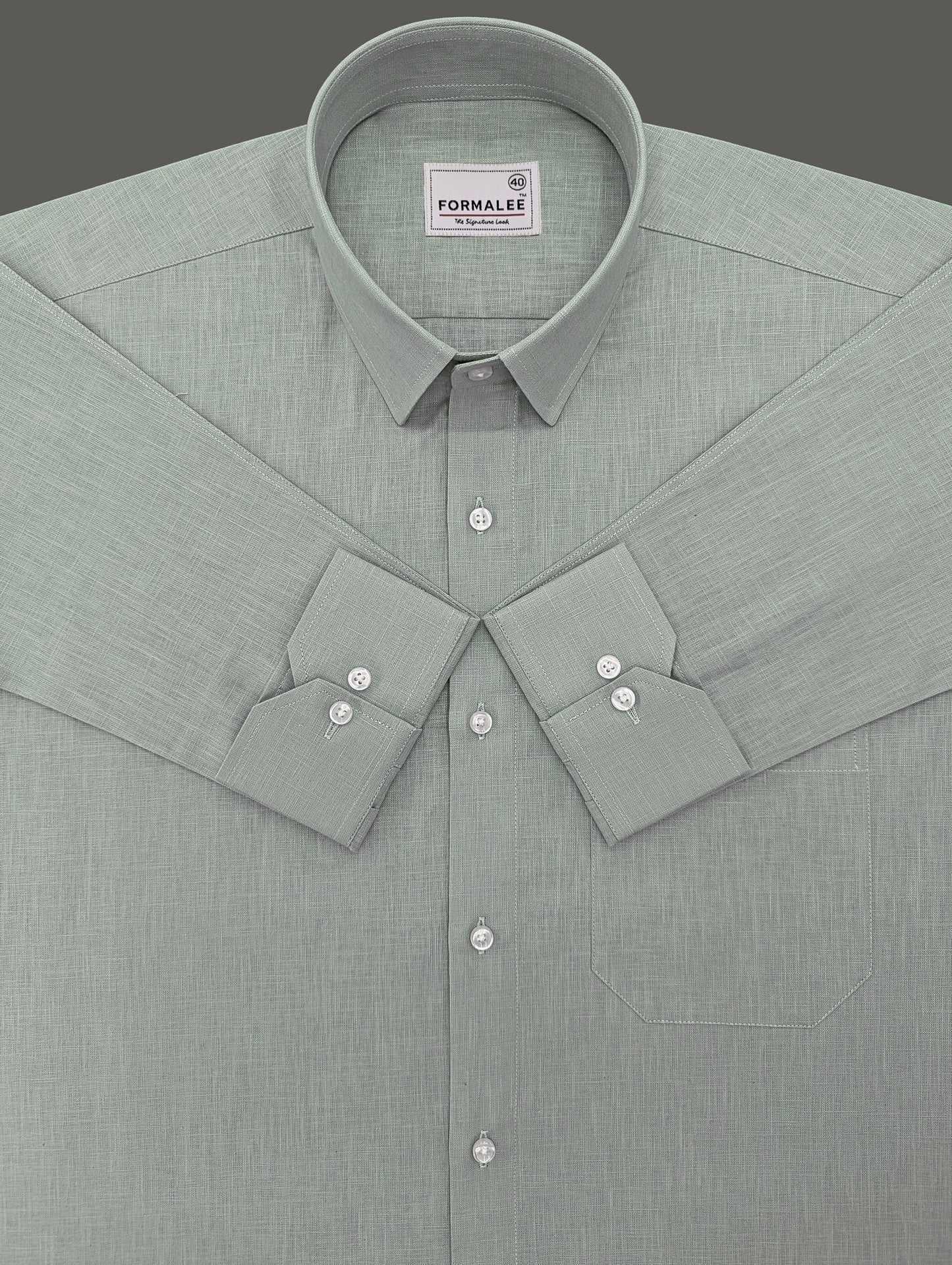 Majestique Premium Dusty Green Linen Cotton Formal Shirt