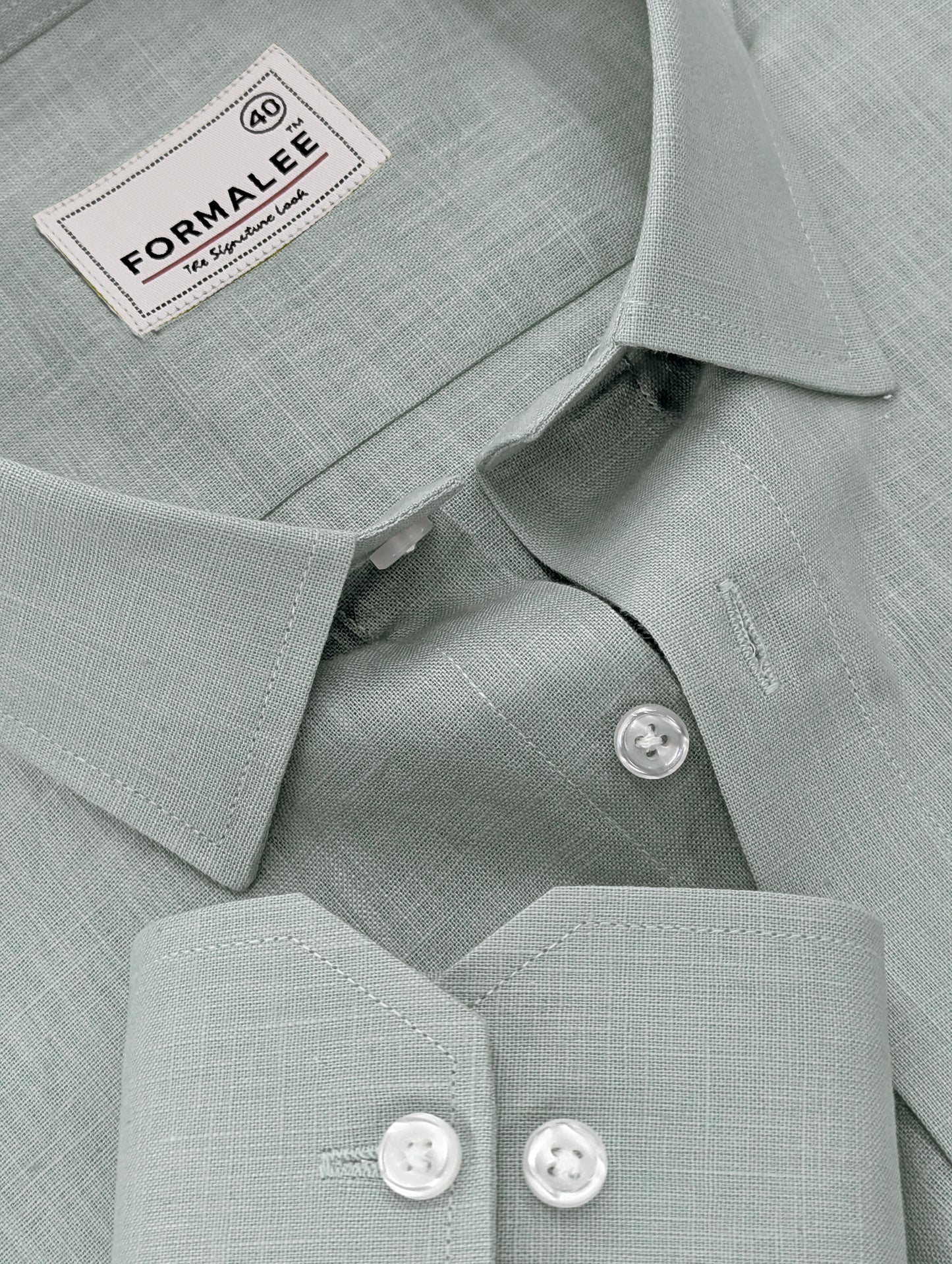 Majestique Premium Dusty Green Linen Cotton Formal Shirt