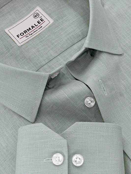 Majestique Premium Dusty Green Linen Cotton Formal Shirt