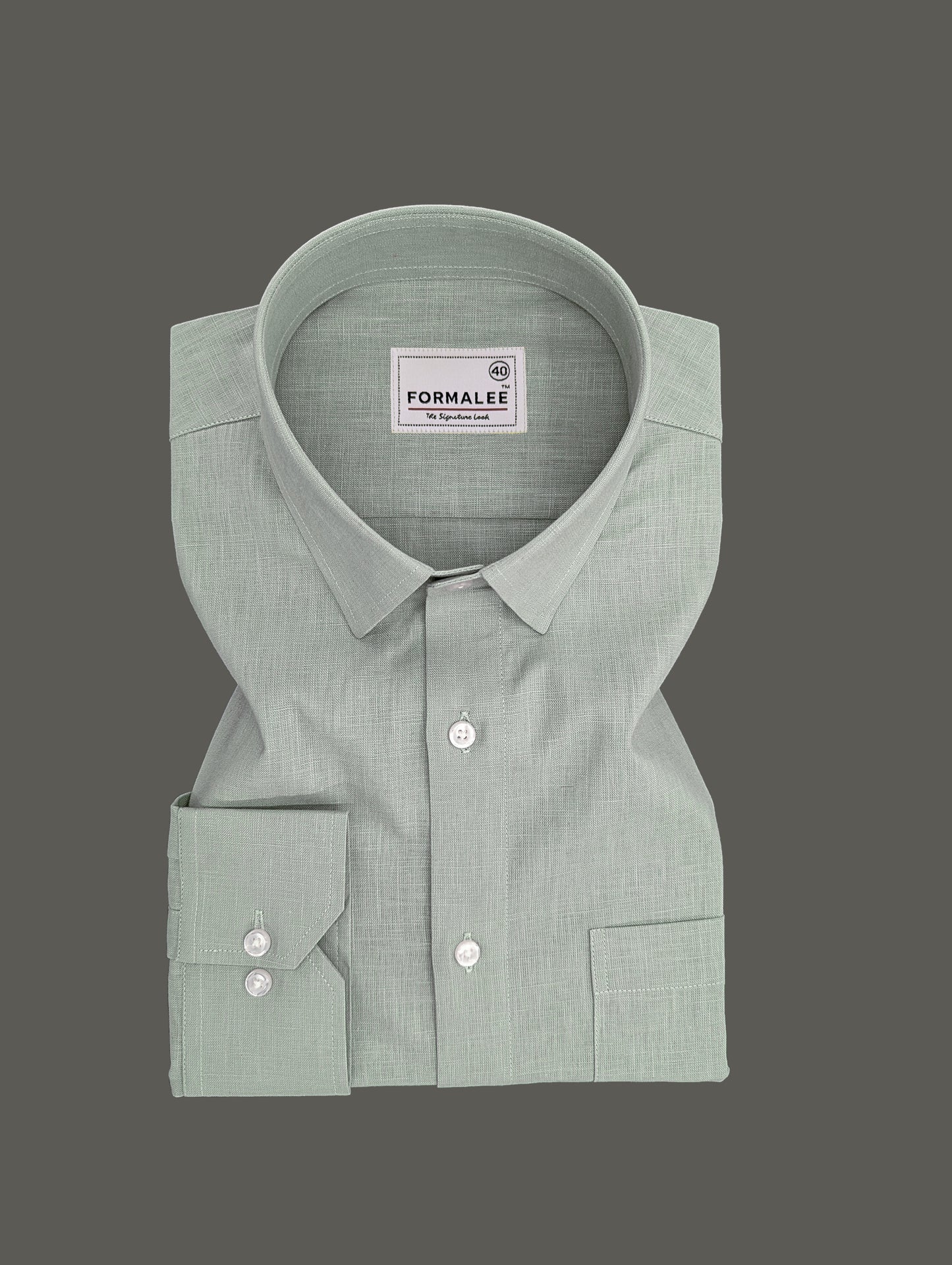 Majestique Premium Dusty Green Linen Cotton Formal Shirt