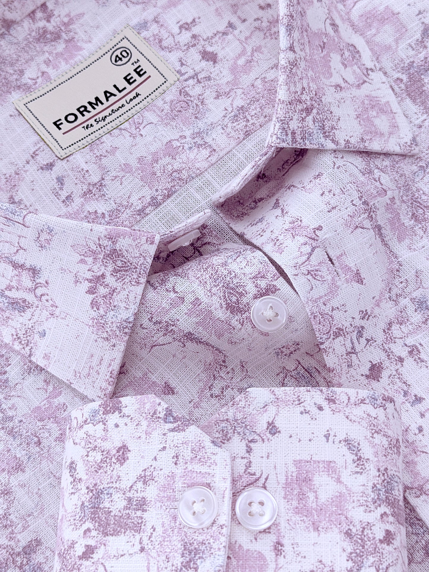 Orovia Premium Linen Cotton Blush Pink Victorian Print Shirt