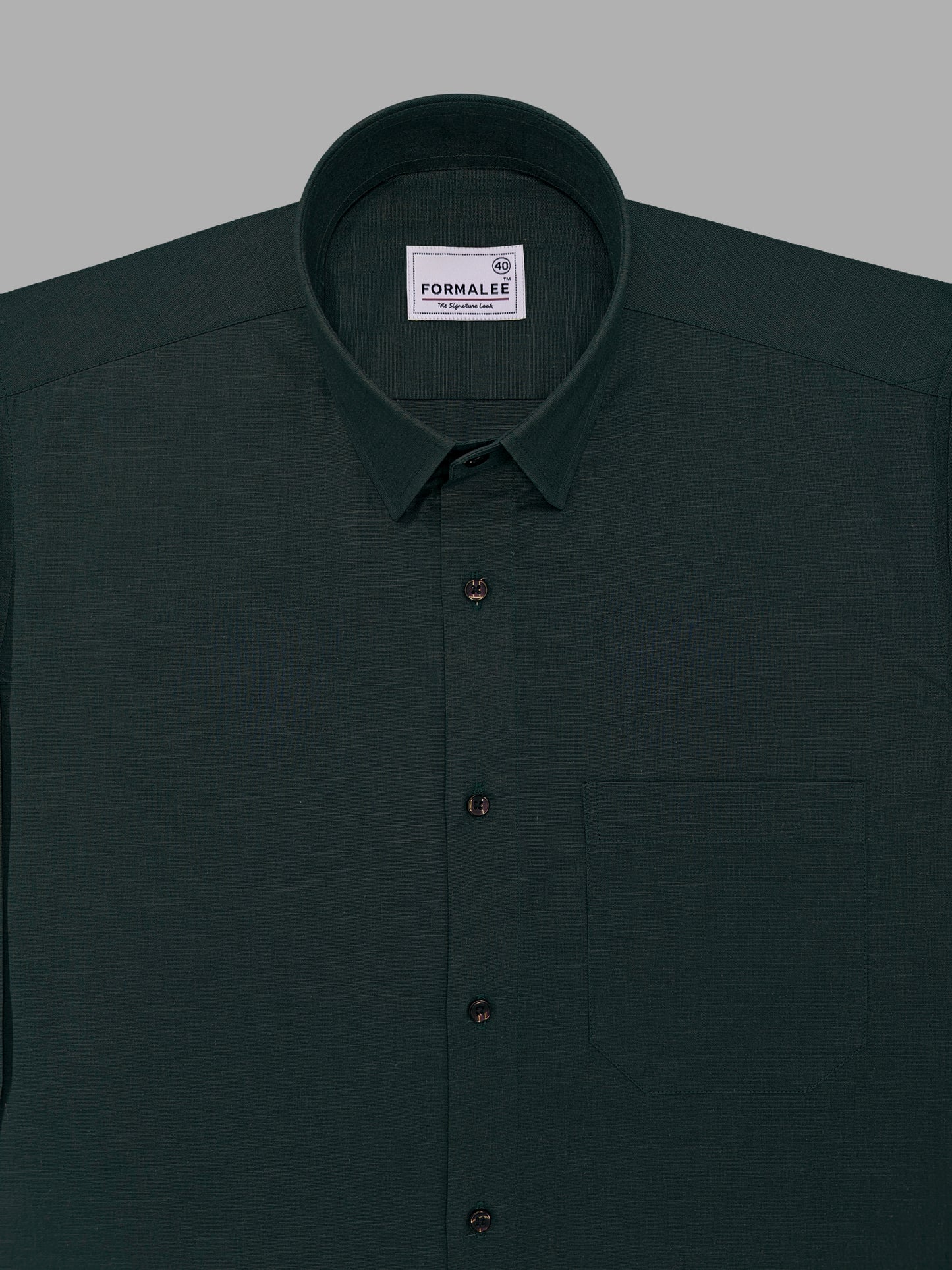 Celestique Premium Linen Cotton Hunter Green Formal Shirt
