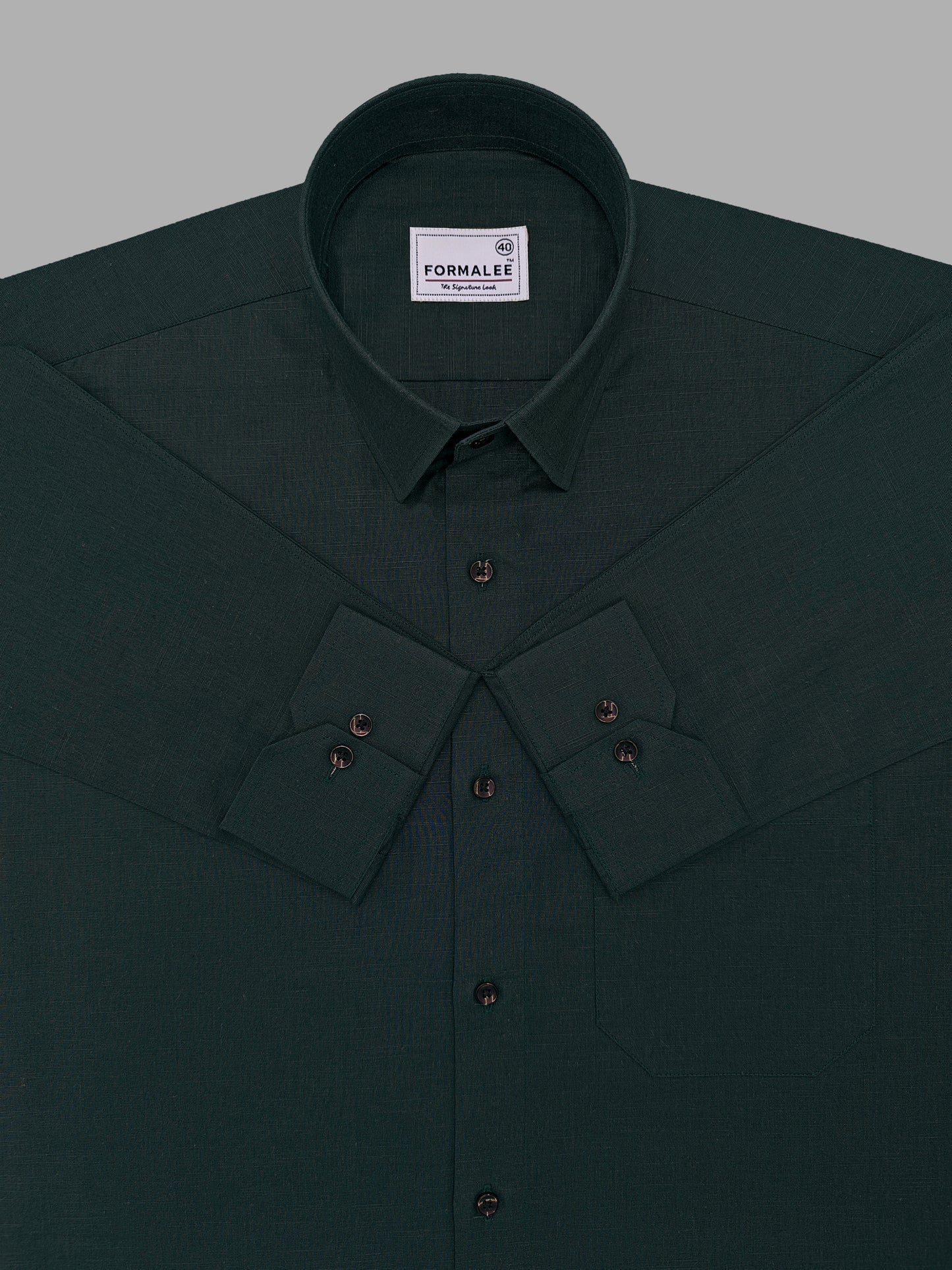 Celestique Premium Linen Cotton Hunter Green Formal Shirt