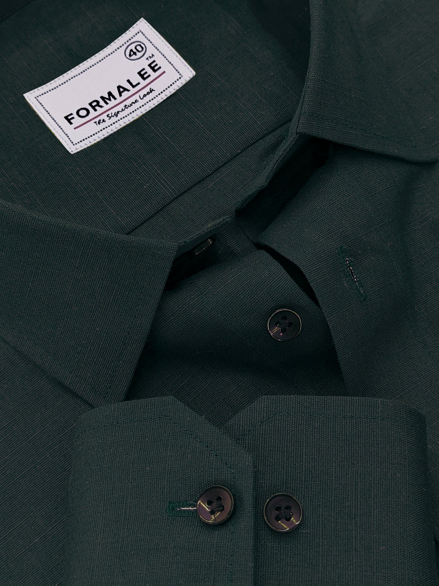 Celestique Premium Linen Cotton Hunter Green Formal Shirt