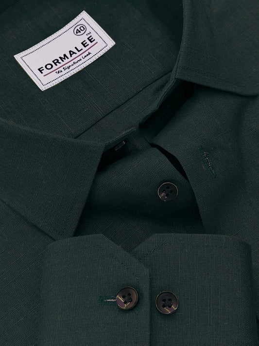 Premium Linen Cotton Celestique Hunter Green Formal Shirt