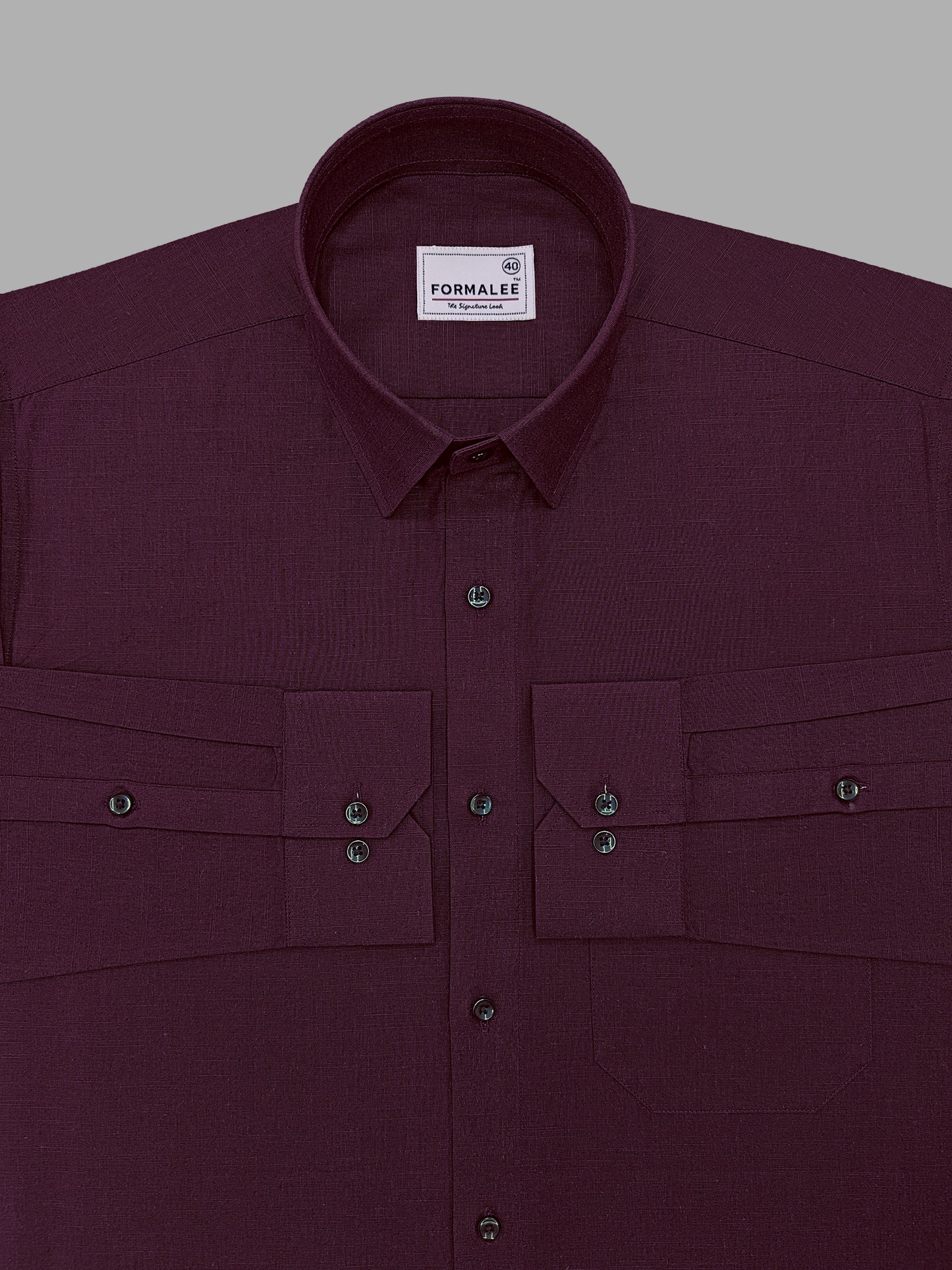 Celestique Premium Linen Cotton Deep Wine Formal Shirt