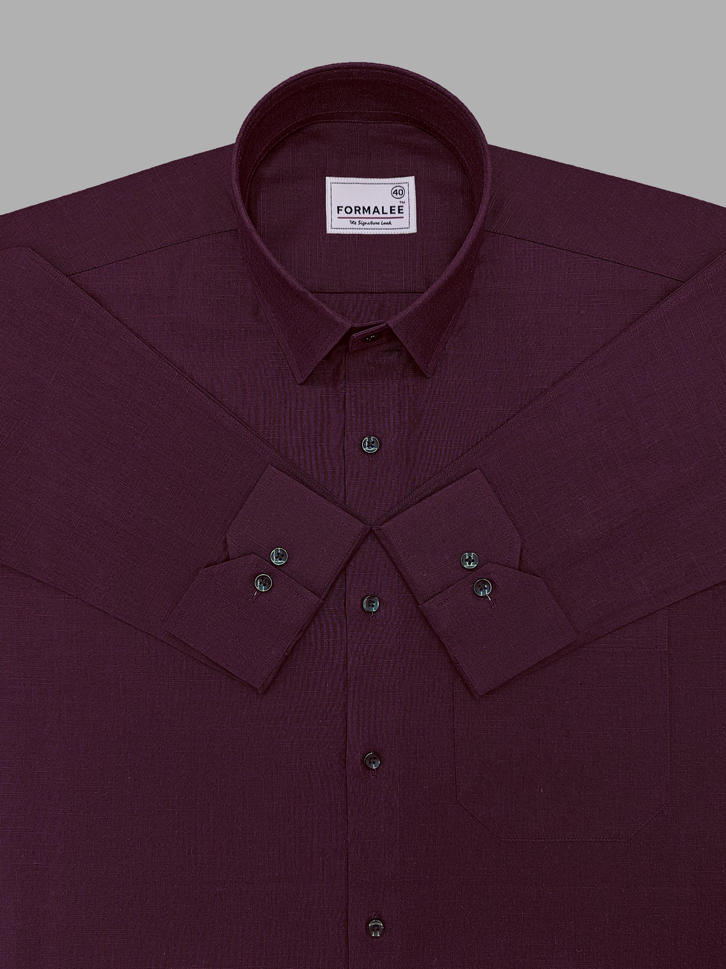 Celestique Premium Linen Cotton Deep Wine Formal Shirt