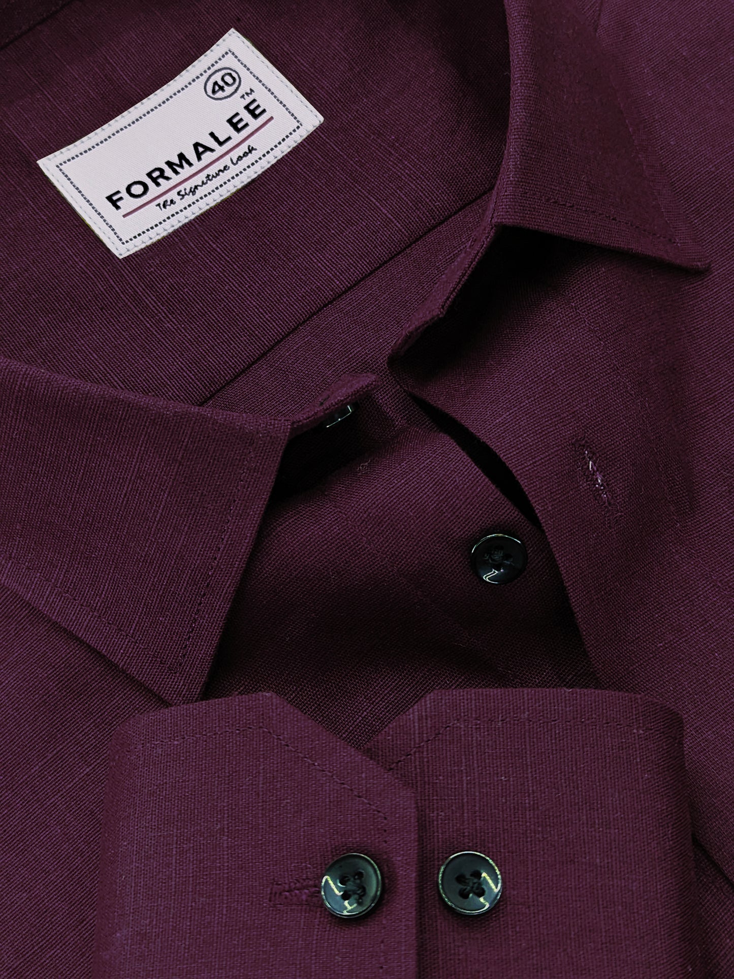 Celestique Premium Linen Cotton Deep Wine Formal Shirt