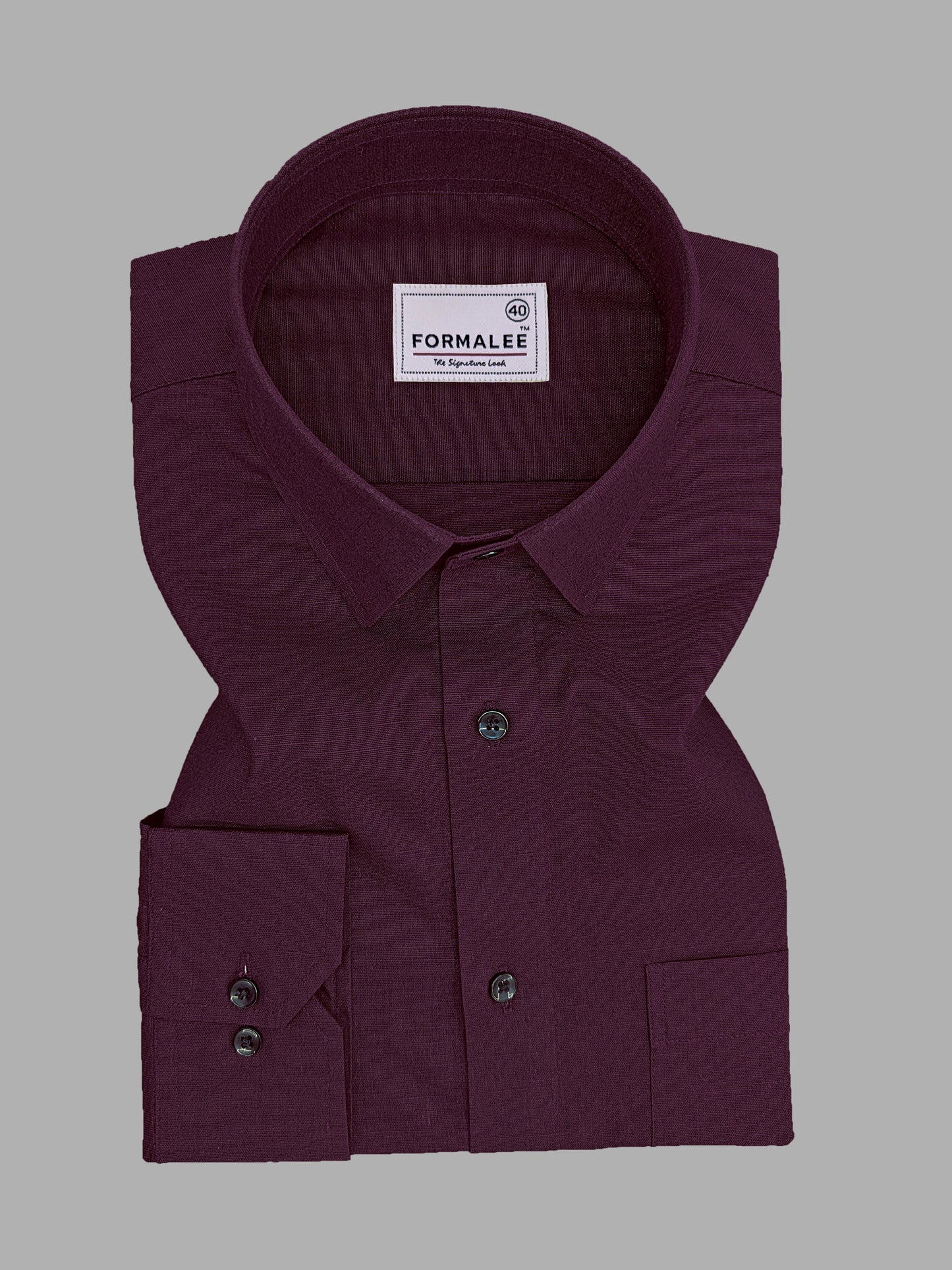 Celestique Premium Linen Cotton Deep Wine Formal Shirt
