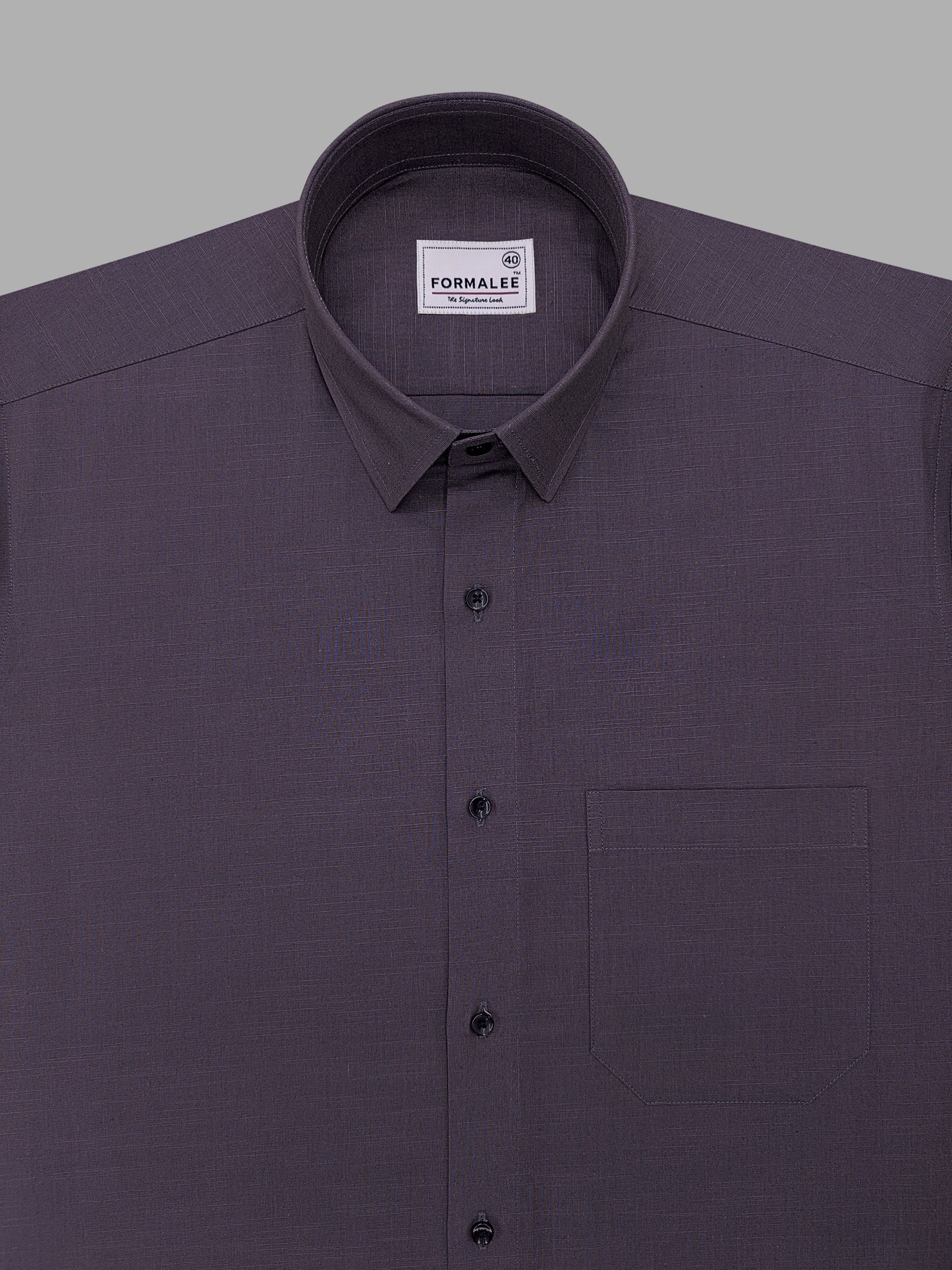 Celestique Premium Linen Cotton Coffee Charcoal Formal Shirt