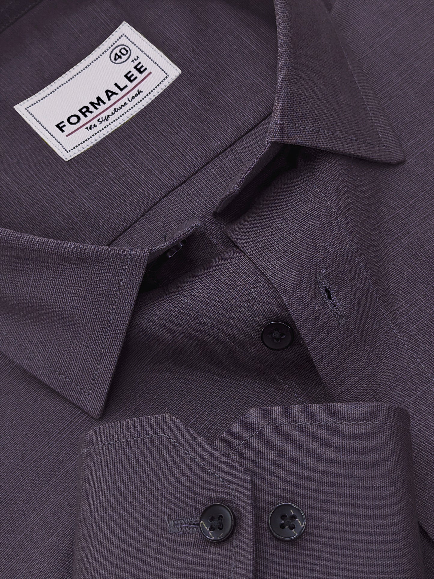 Celestique Premium Linen Cotton Coffee Charcoal Formal Shirt