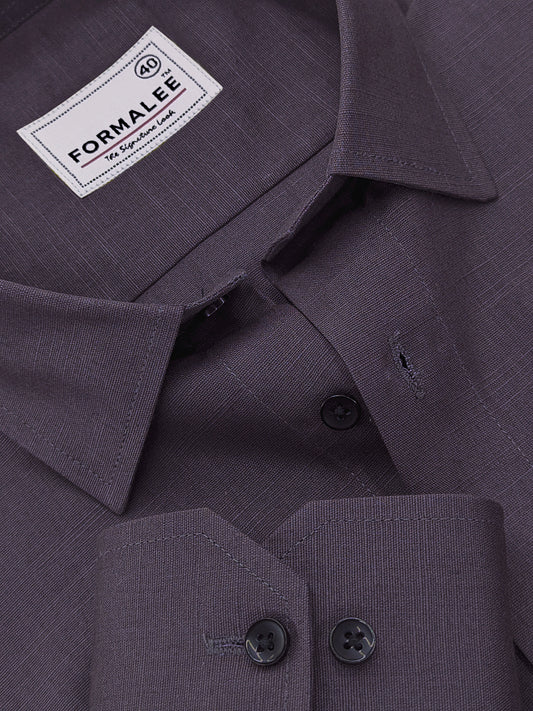 Premium Linen Cotton Celestique Coffee Charcoal Formal Shirt