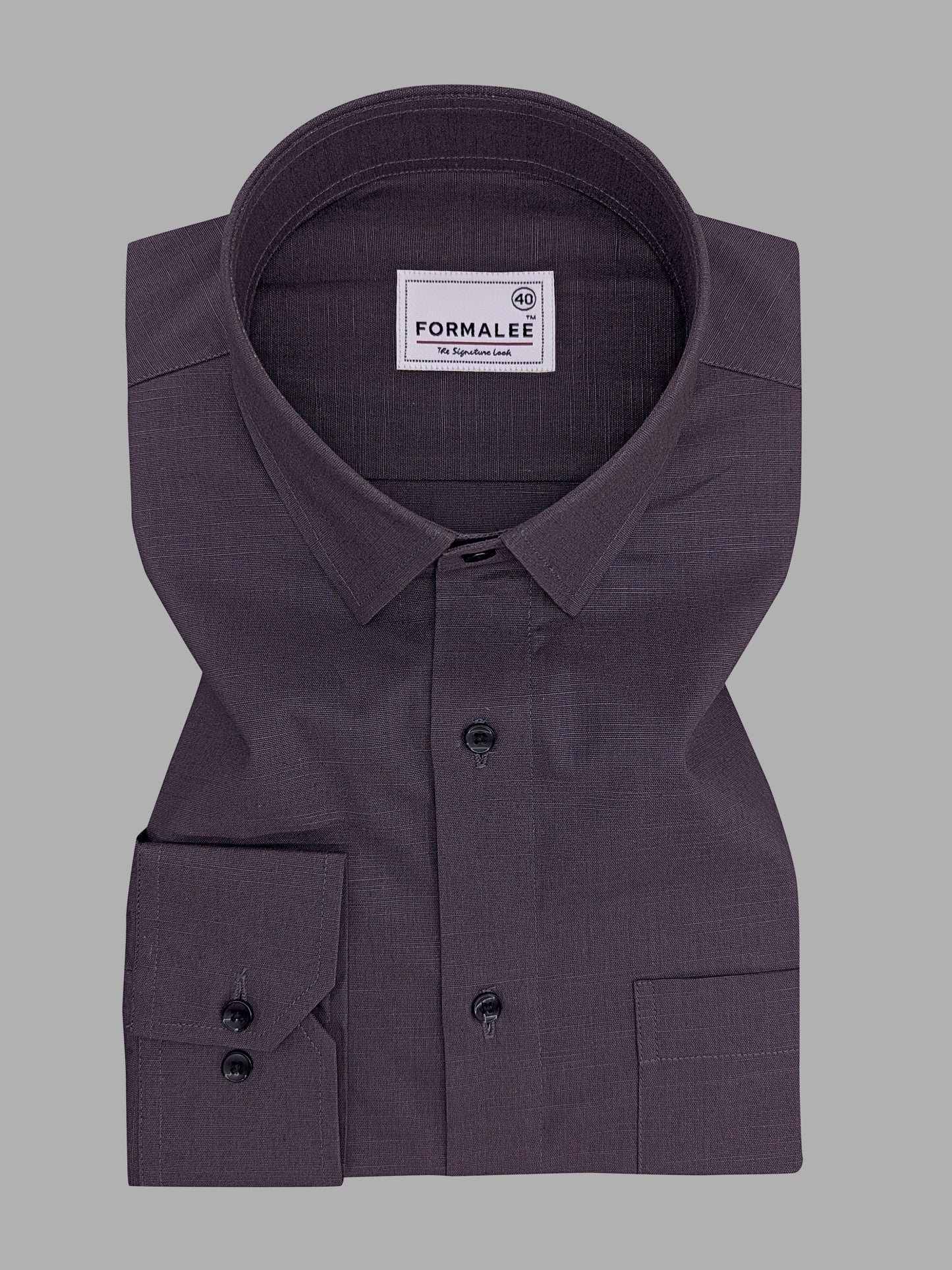 Celestique Premium Linen Cotton Coffee Charcoal Formal Shirt