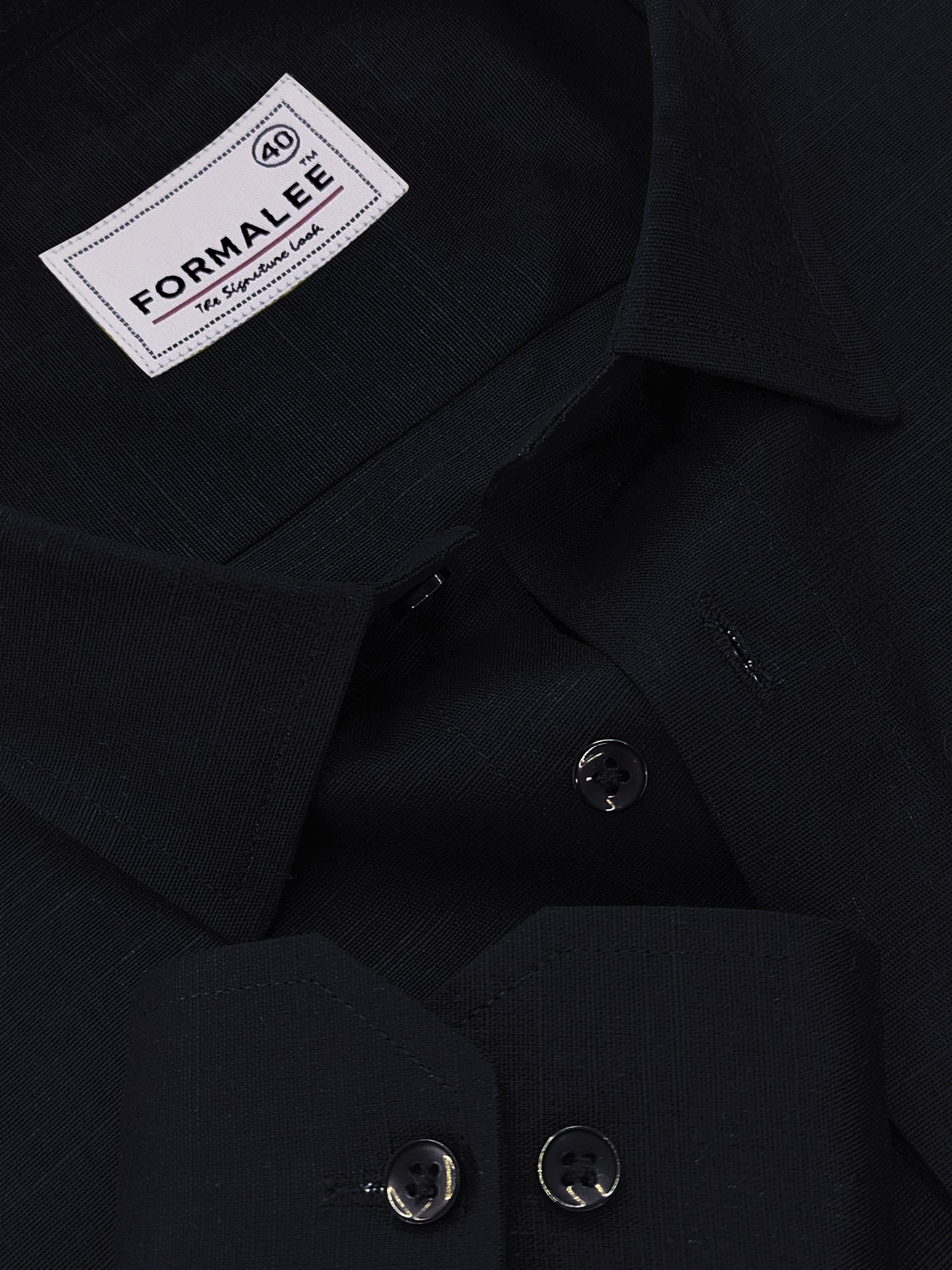 Celestique Premium Linen Cotton Phantom Black Formal Shirt