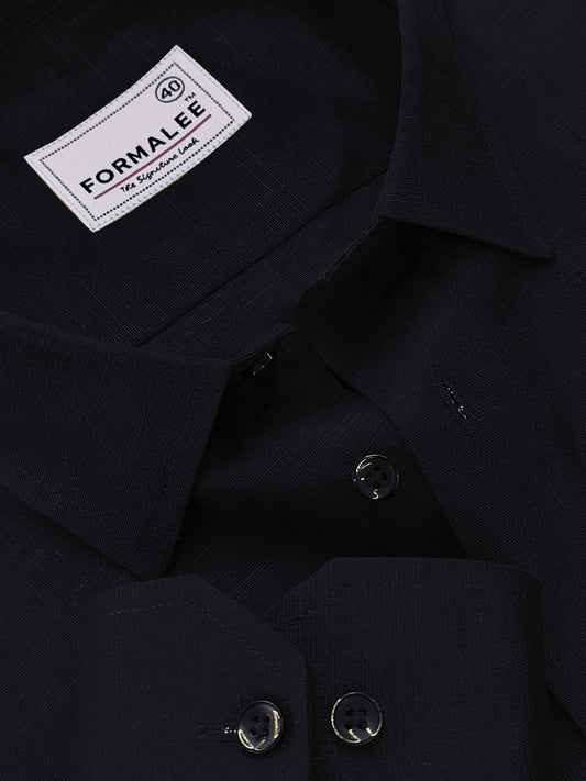 Premium Linen Cotton Celestique Phantom Black Formal Shirt