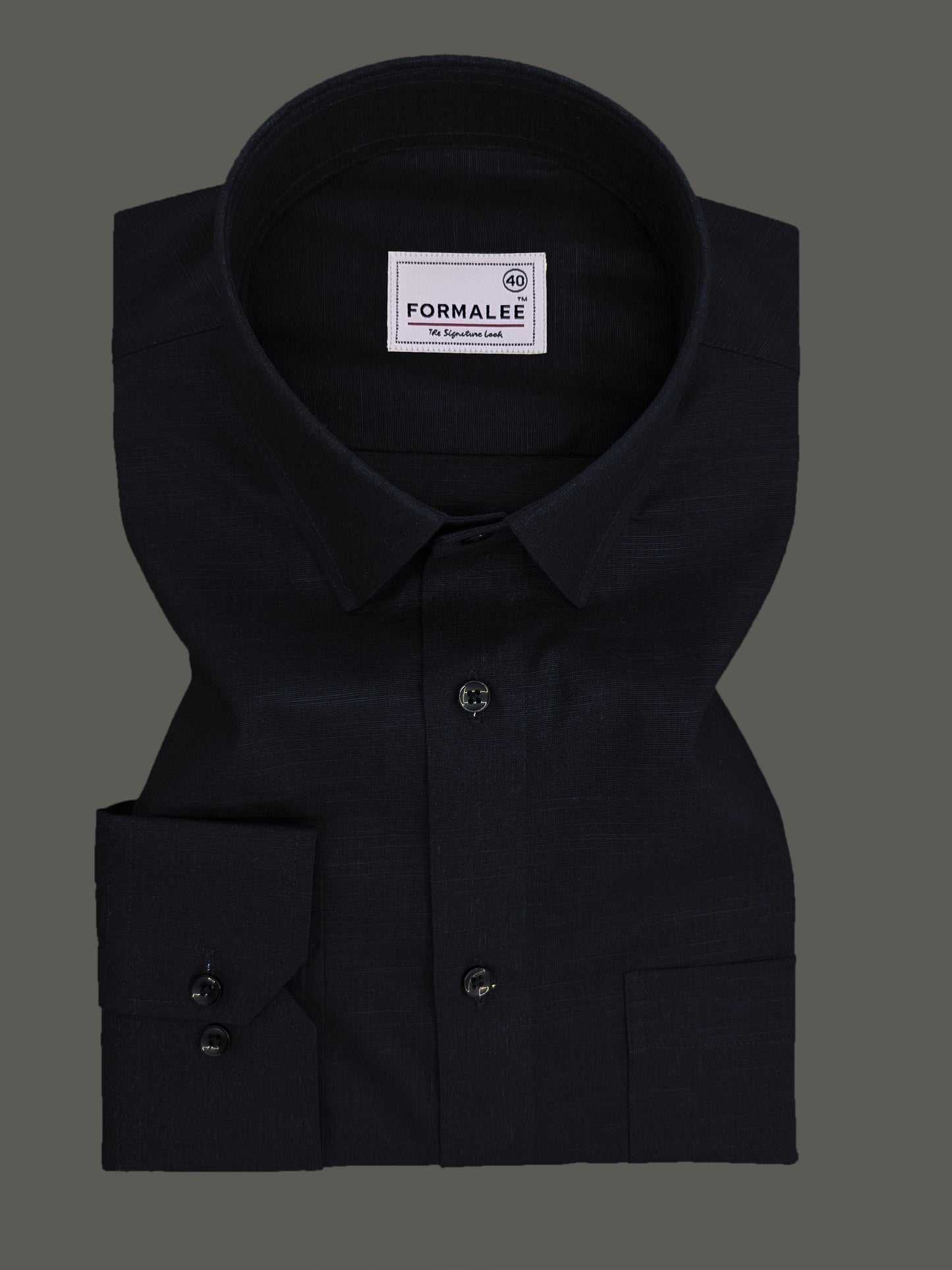Celestique Premium Linen Cotton Phantom Black Formal Shirt