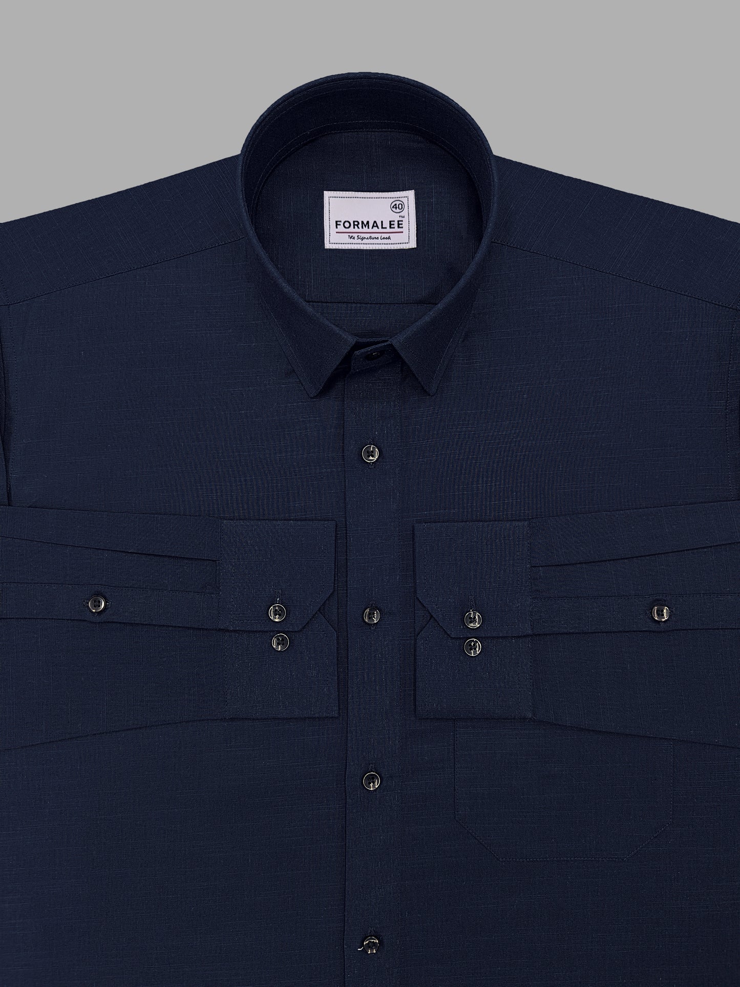 Celestique Premium Linen Cotton Regal Blue Formal Shirt