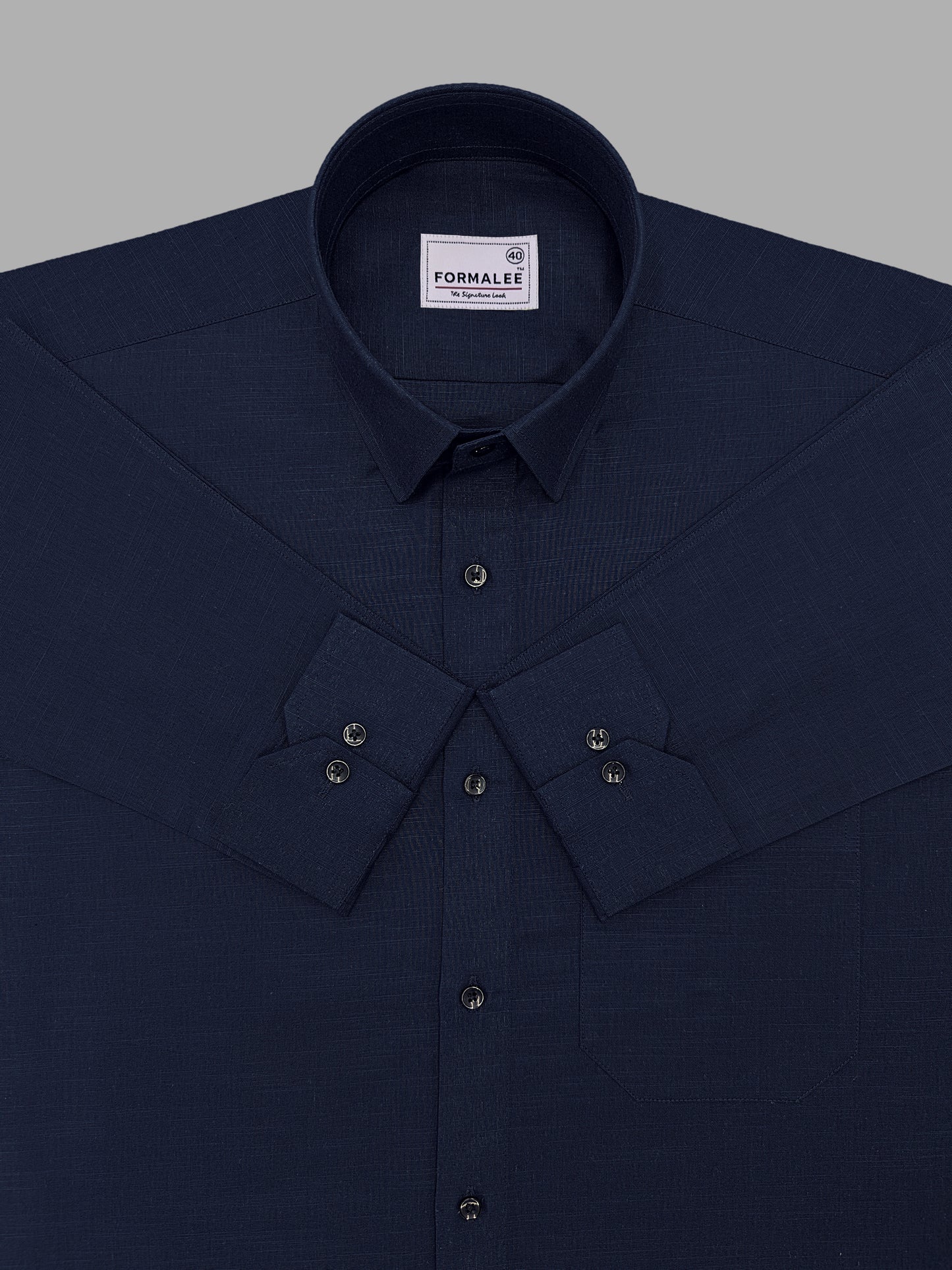 Celestique Premium Linen Cotton Regal Blue Formal Shirt