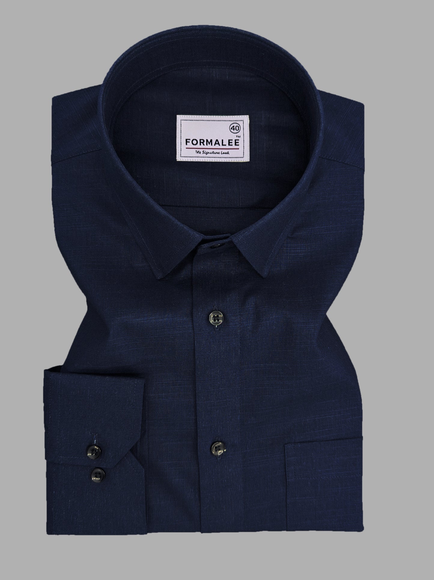 Celestique Premium Linen Cotton Regal Blue Formal Shirt