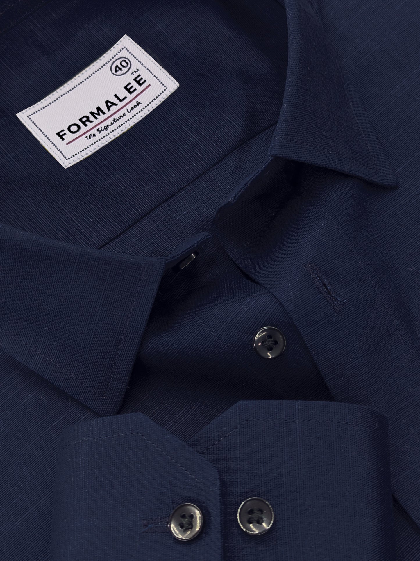 Celestique Premium Linen Cotton Regal Blue Formal Shirt