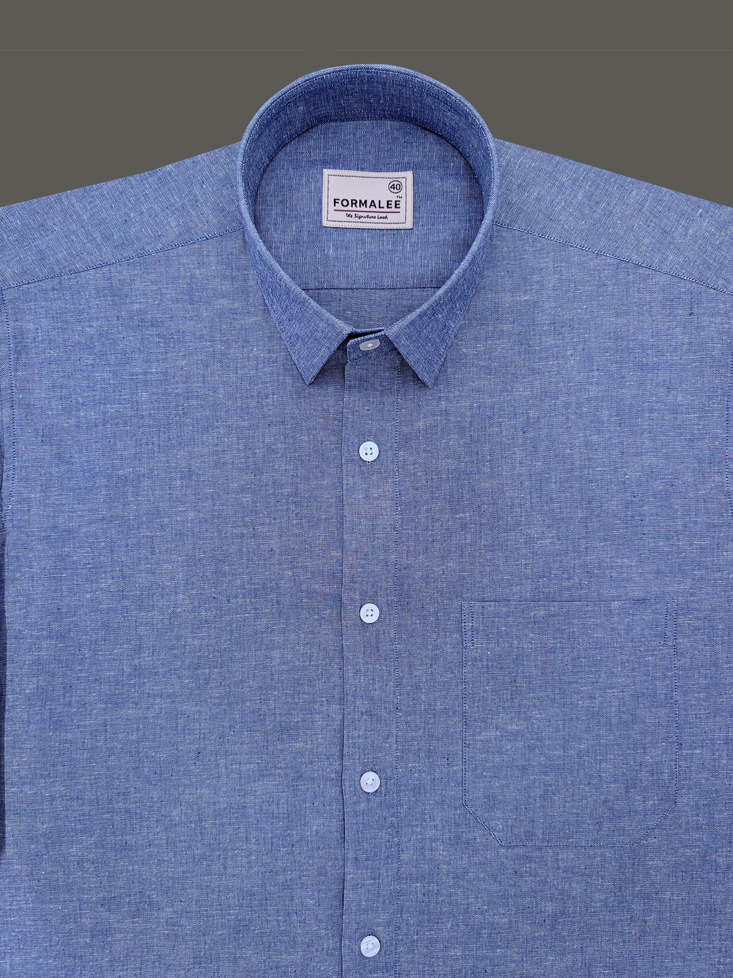 Premium Linen Cotton Urbino Antique Denim Blue Formal Shirt