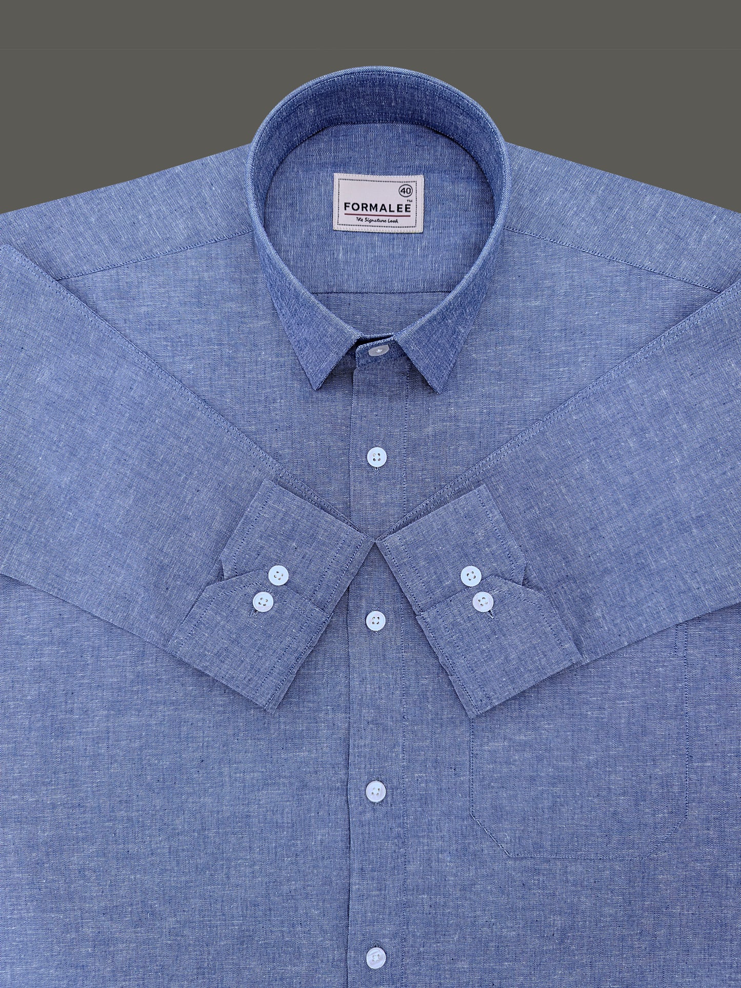 Premium Linen Cotton Urbino Antique Denim Blue Formal Shirt