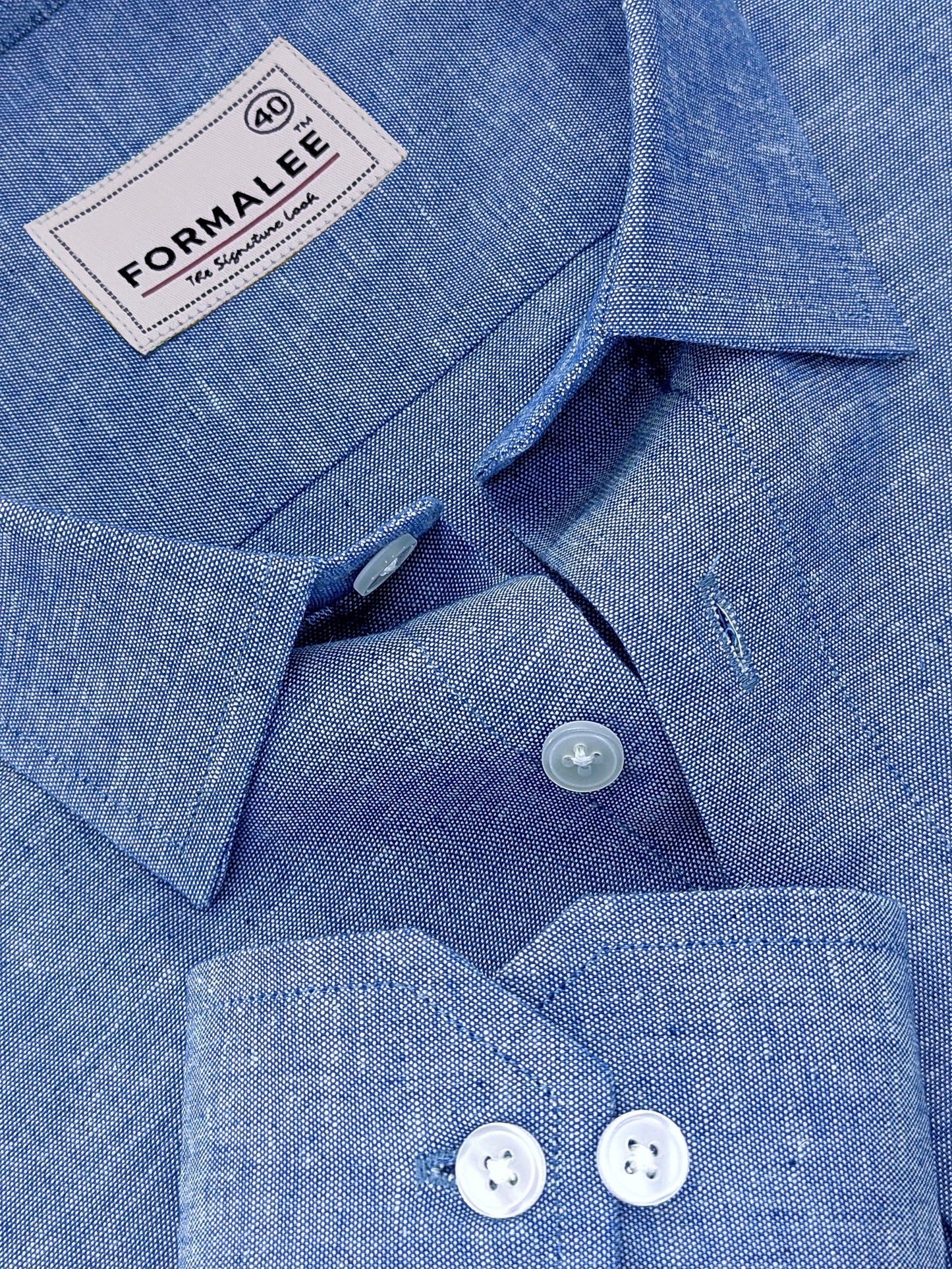 Premium Linen Cotton Urbino Antique Denim Blue Formal Shirt